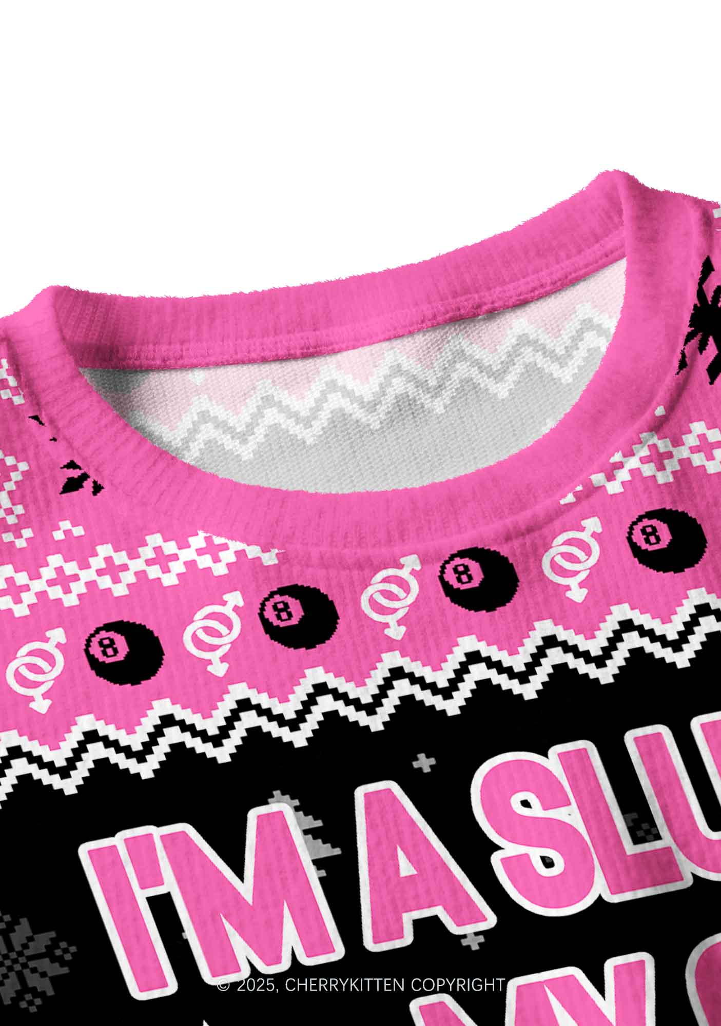 Slxt For My Gay BF Y2K Christmas Crop Knit Sweatshirt Cherrykitten - Image 4