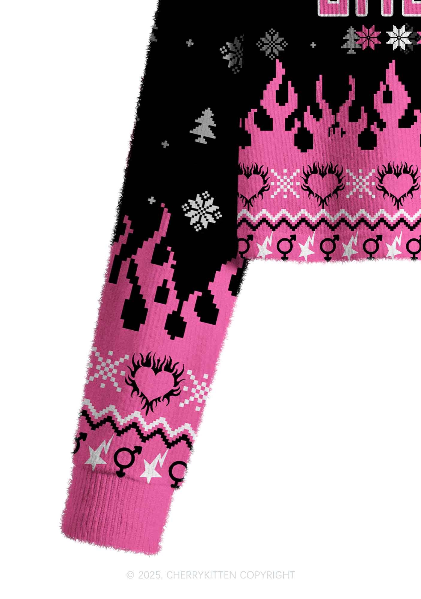 Slxt For My Gay BF Y2K Christmas Crop Knit Sweatshirt Cherrykitten - Image 5