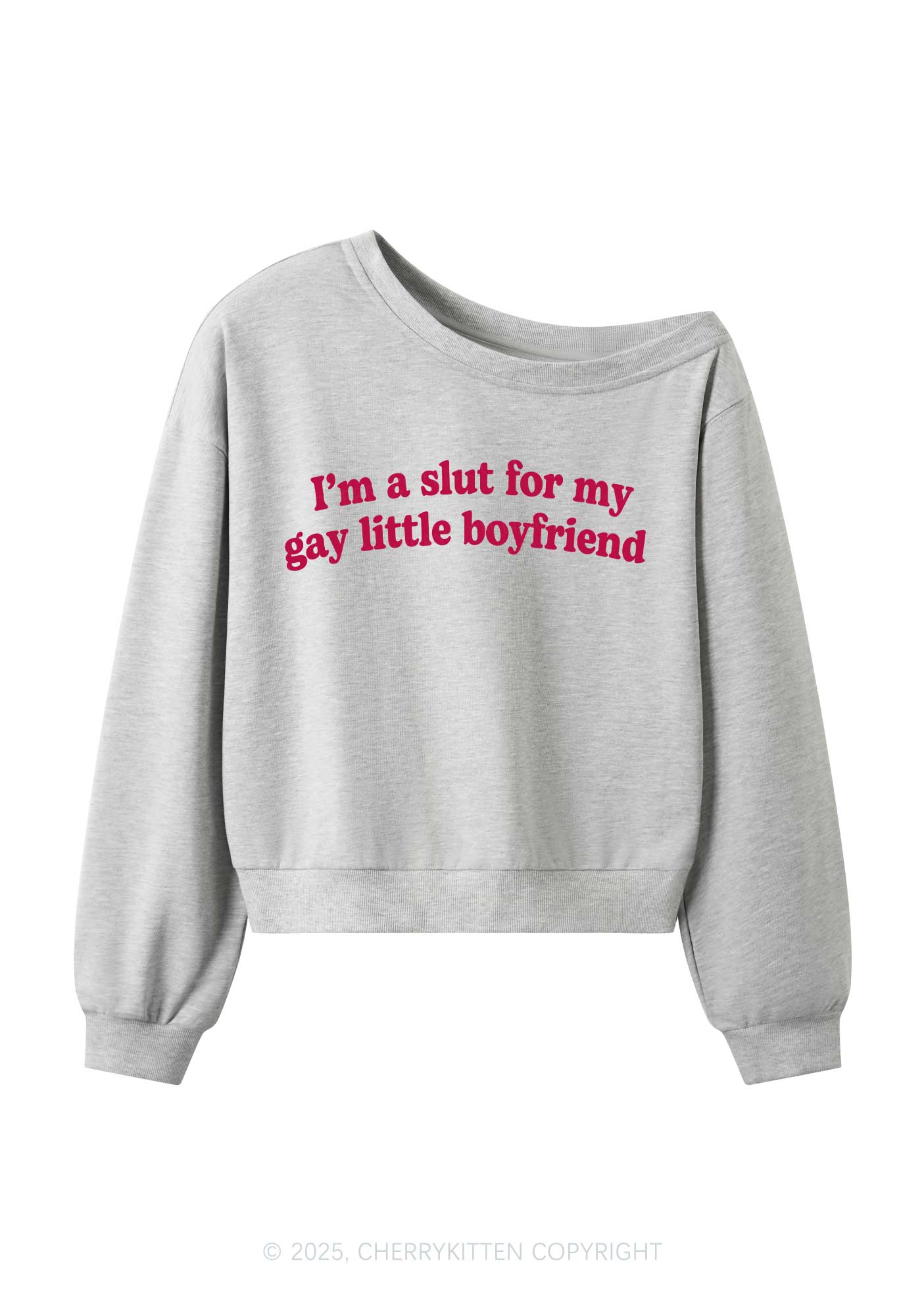 Slxt For My Gay BF Y2K Off Shoulder Sweatshirts Cherrykitten - Image 3