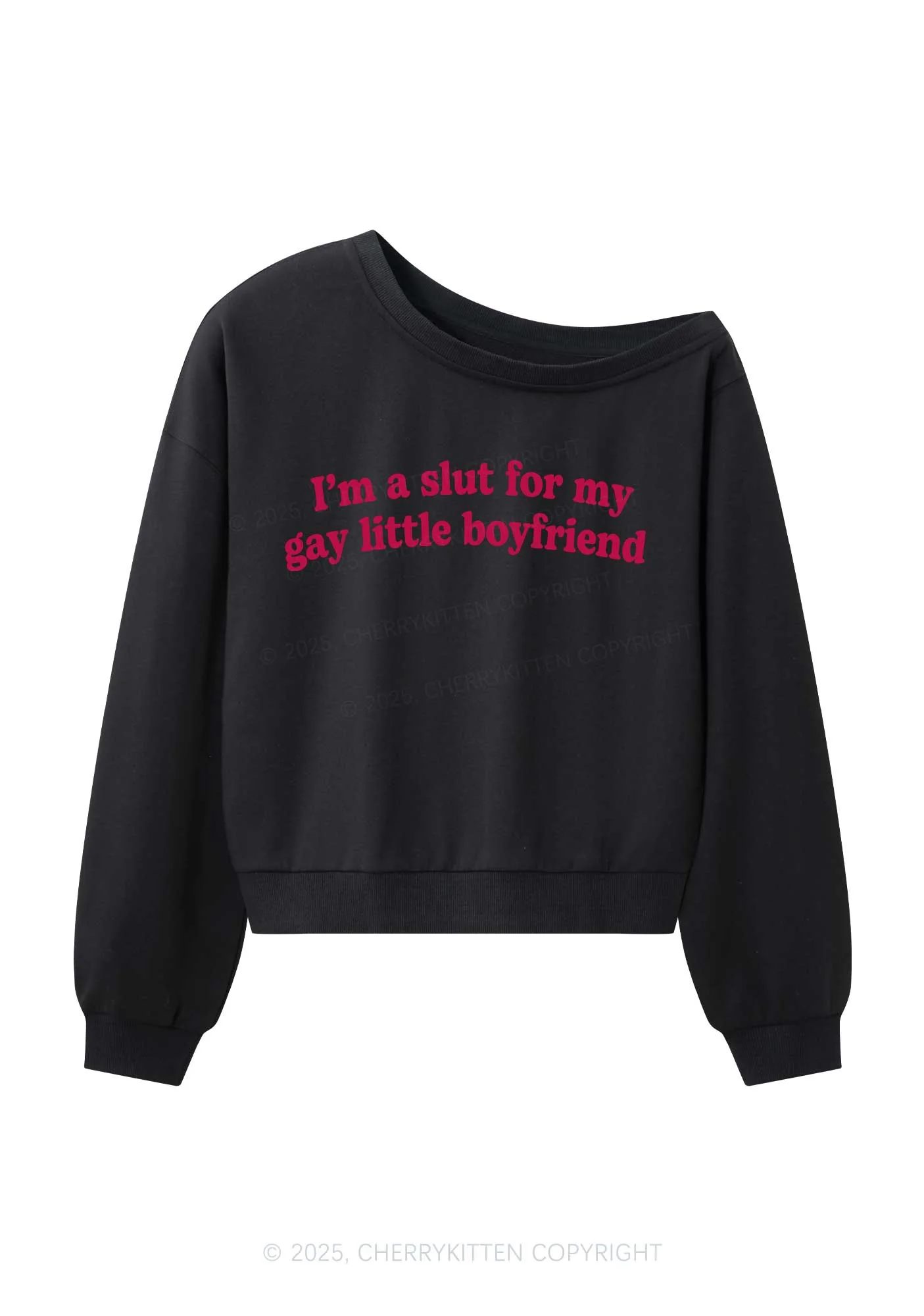 Slxt For My Gay BF Y2K Off Shoulder Sweatshirts Cherrykitten - Image 4
