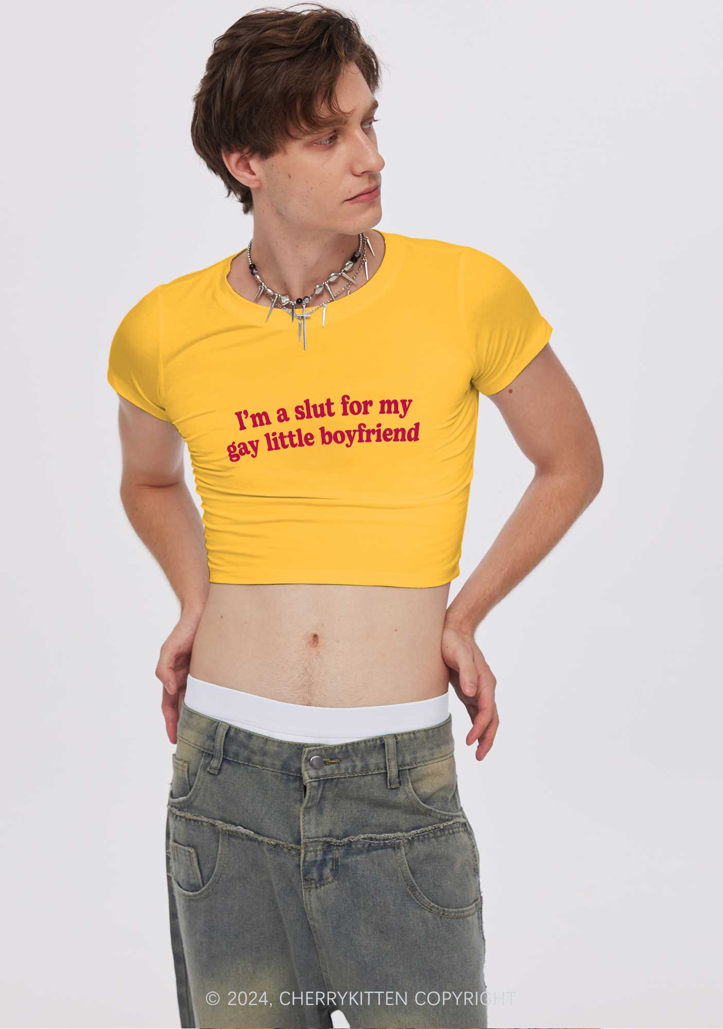 Slxt For My Gay BF Y2K Valentine's Day Baby Tee Cherrykitten - Image 2