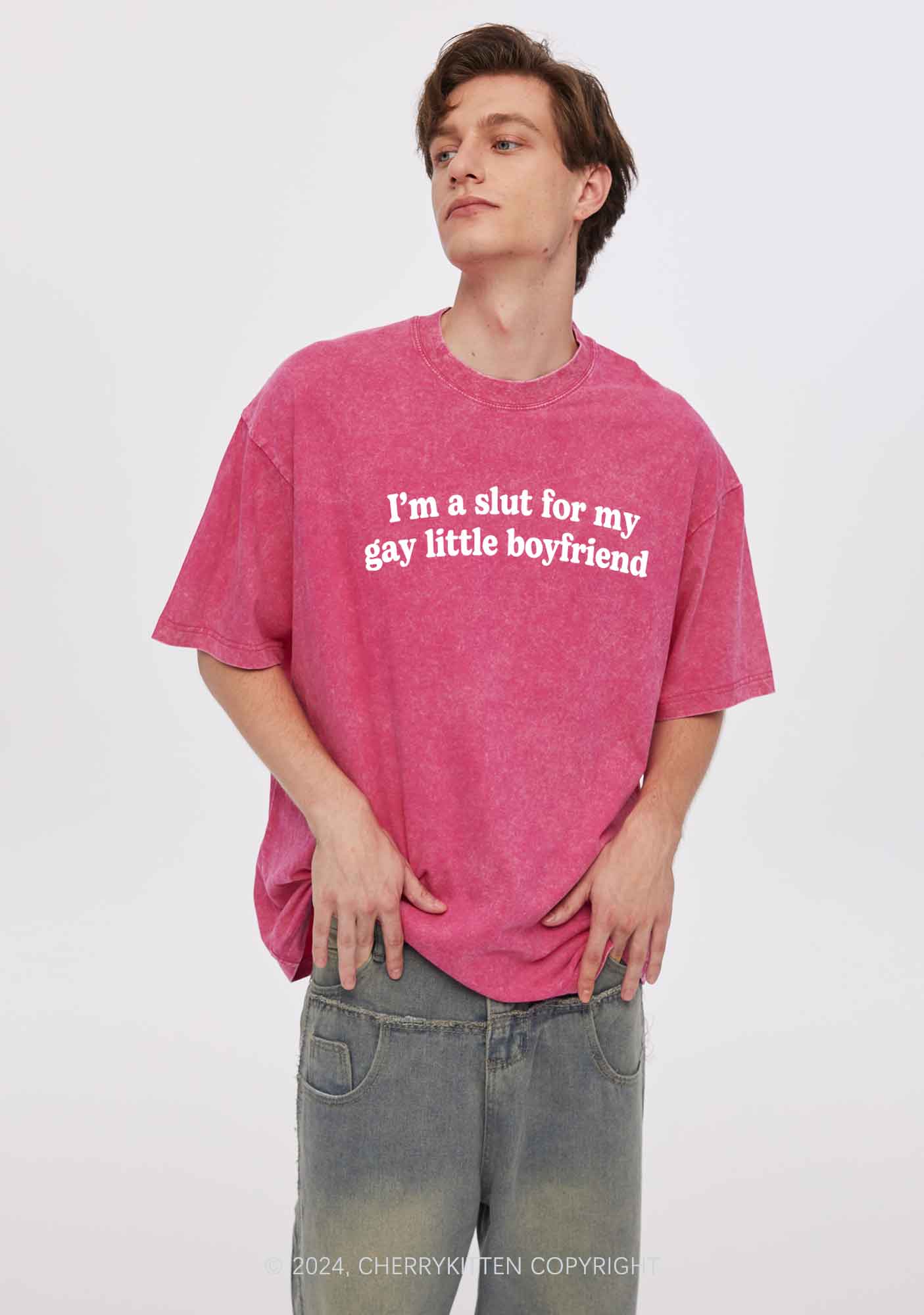 Slxt For My Gay BF Y2K Valentine's Day Washed Tee Cherrykitten - Image 2