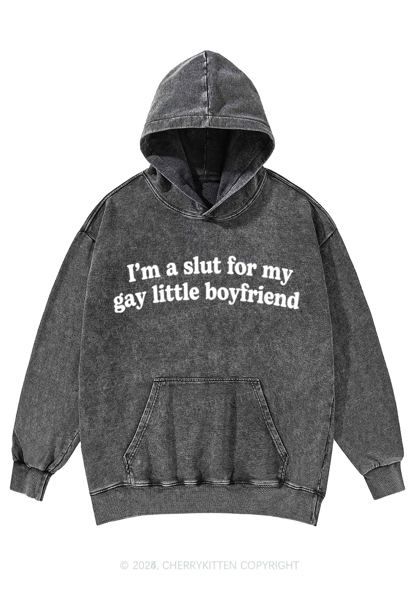 Slxt For My Gay BF Y2K Washed Hoodie Cherrykitten - Image 3