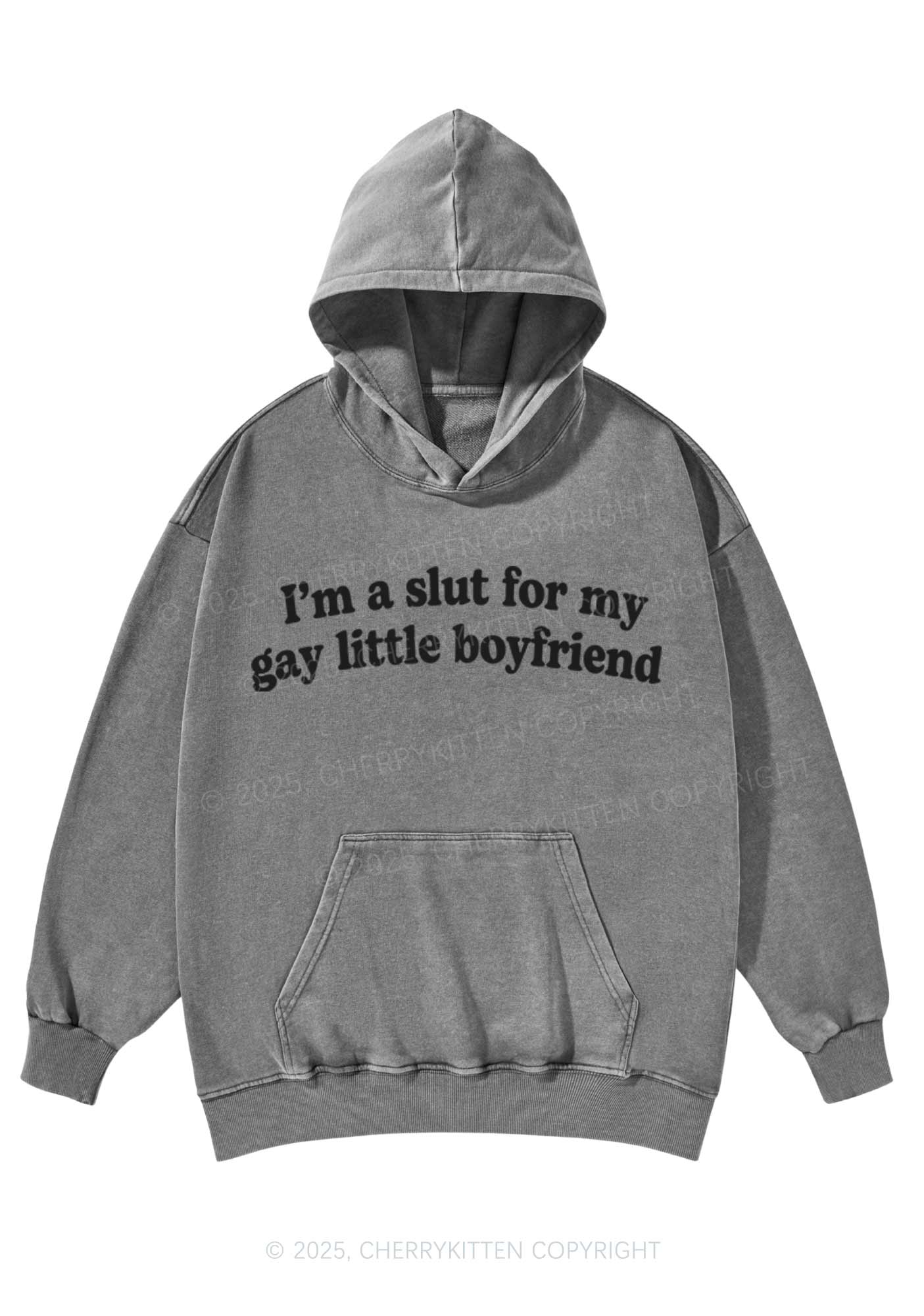 Slxt For My Gay BF Y2K Washed Hoodie Cherrykitten - Image 4