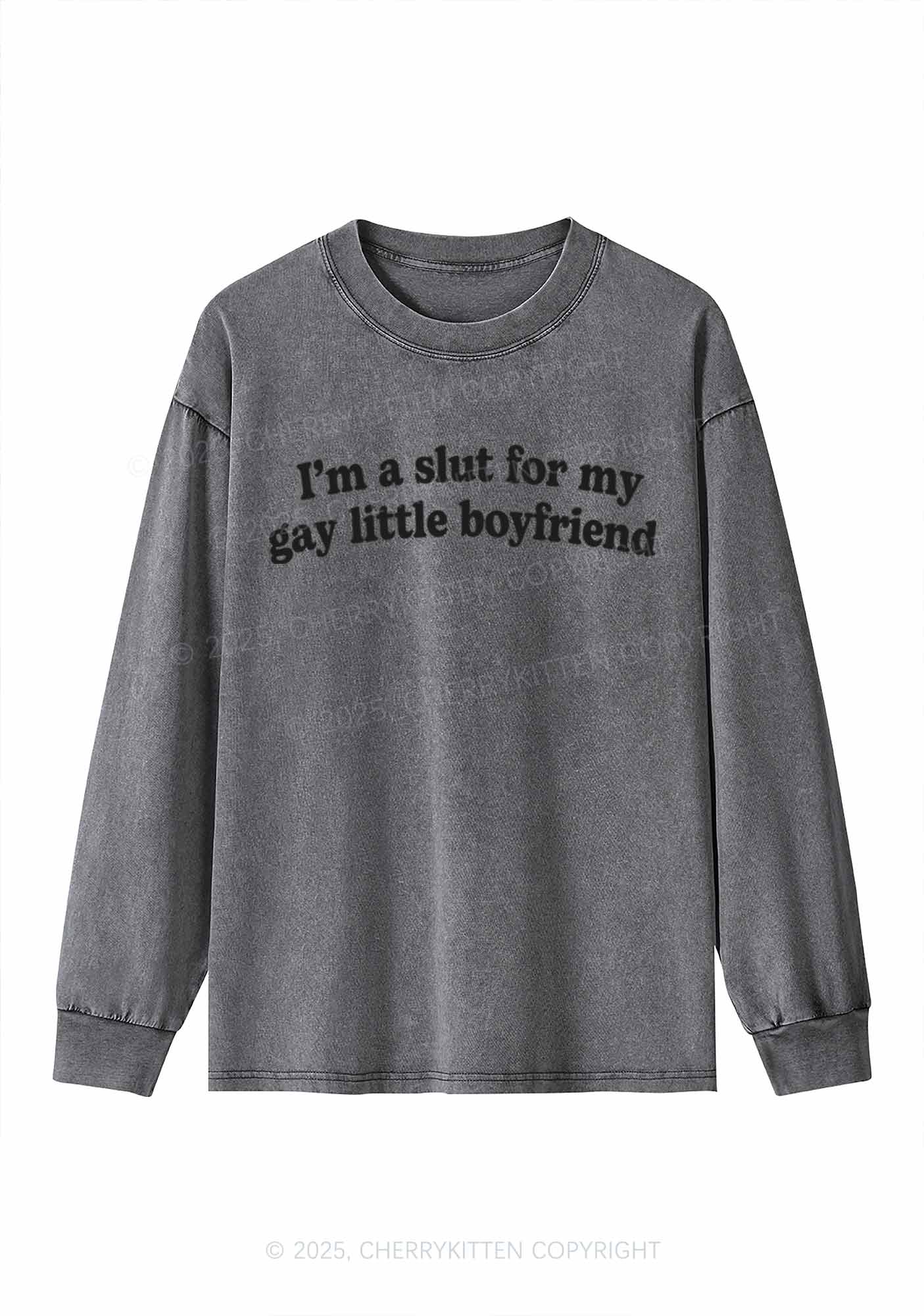 Slxt For My Gay BF Y2K Washed Long Sleeves Cherrykitten - Image 3
