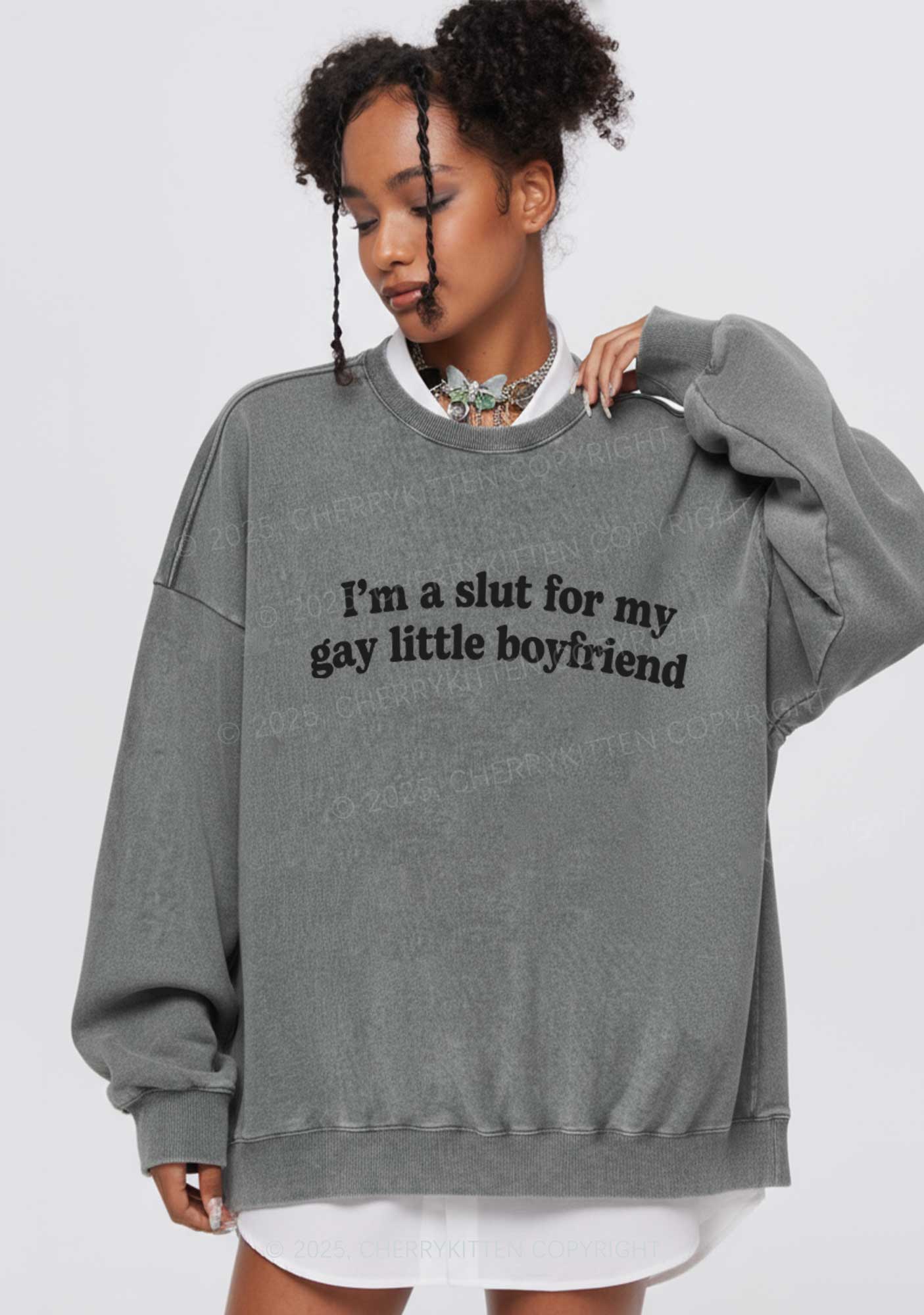 Slxt For My Gay BF Y2K Washed Sweatshirts Cherrykitten - Image 2