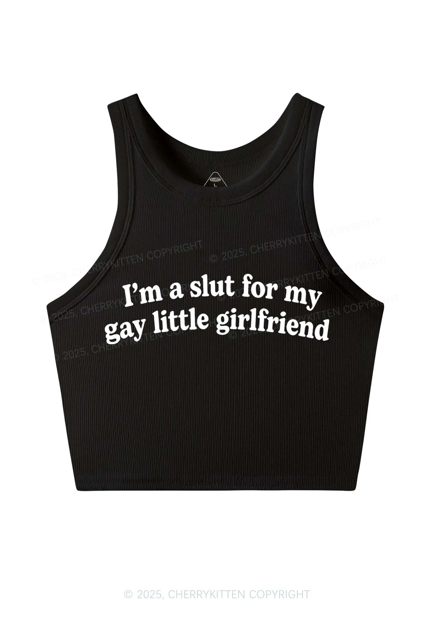 Slxt For My Gay GF Valentine's Day Y2K Crop Tank Top Cherrykitten - Image 3