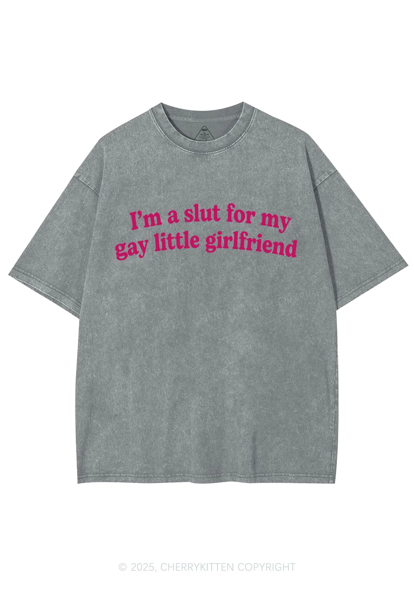 Slxt For My Gay GF Valentine's Day Y2K Shirts Washed Tee Cherrykitten - Image 7
