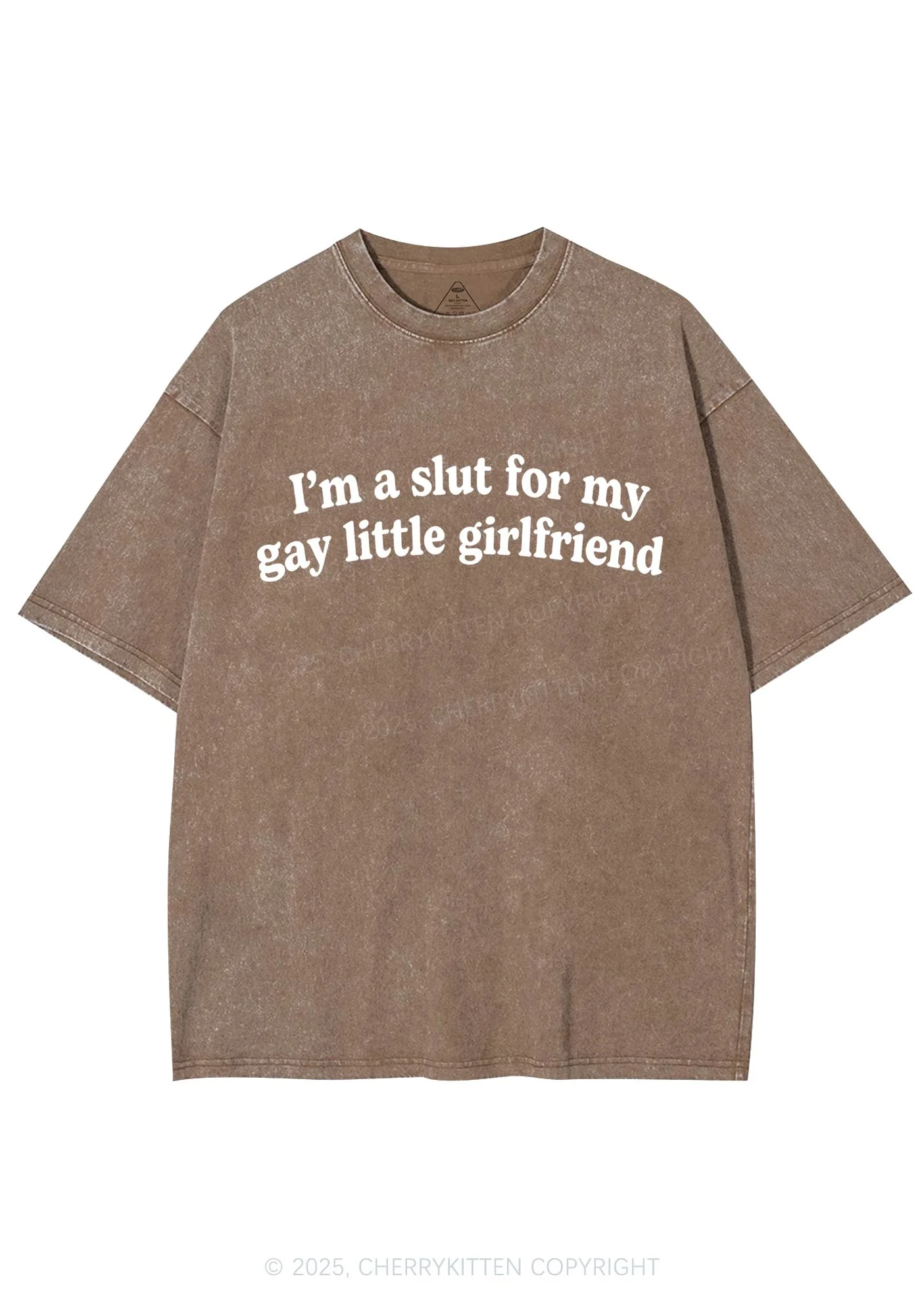 Slxt For My Gay GF Valentine's Day Y2K Shirts Washed Tee Cherrykitten - Image 8