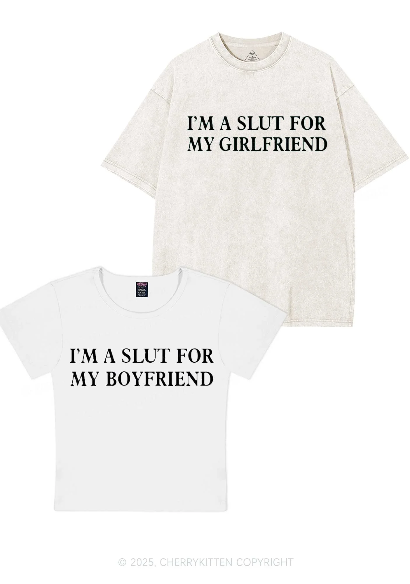 Slxt For My GF BF Y2K Valentine's Day Couple Shirt Cherrykitten - Image 2