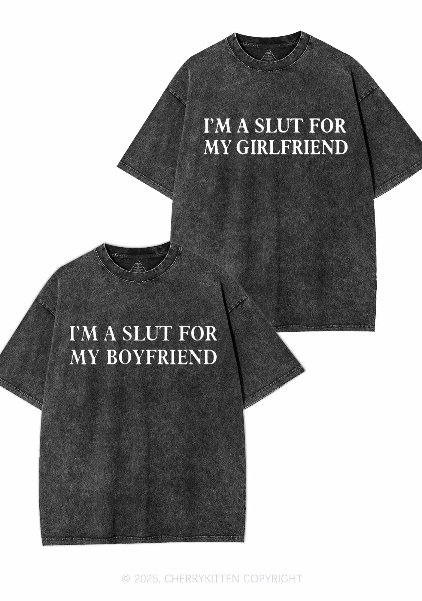 Slxt For My GF BF Y2K Valentine's Day Washed Tee Cherrykitten - Image 2