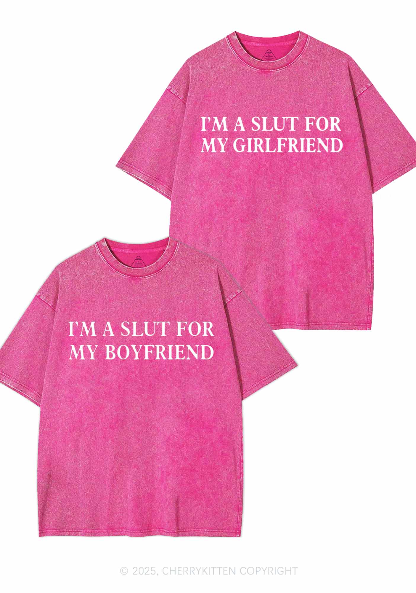 Slxt For My GF BF Y2K Valentine's Day Washed Tee Cherrykitten - Image 3