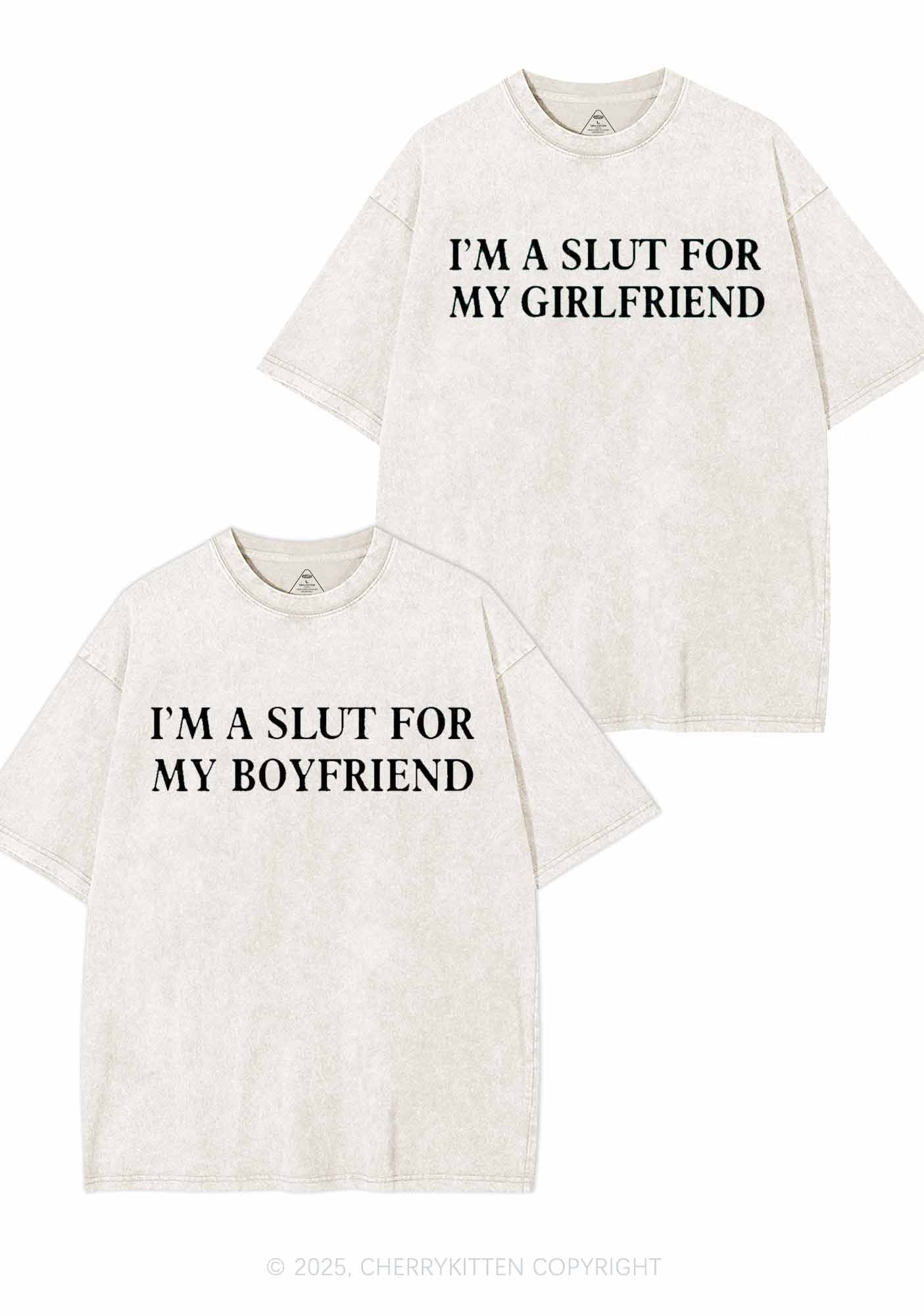 Slxt For My GF BF Y2K Valentine's Day Washed Tee Cherrykitten - Image 4