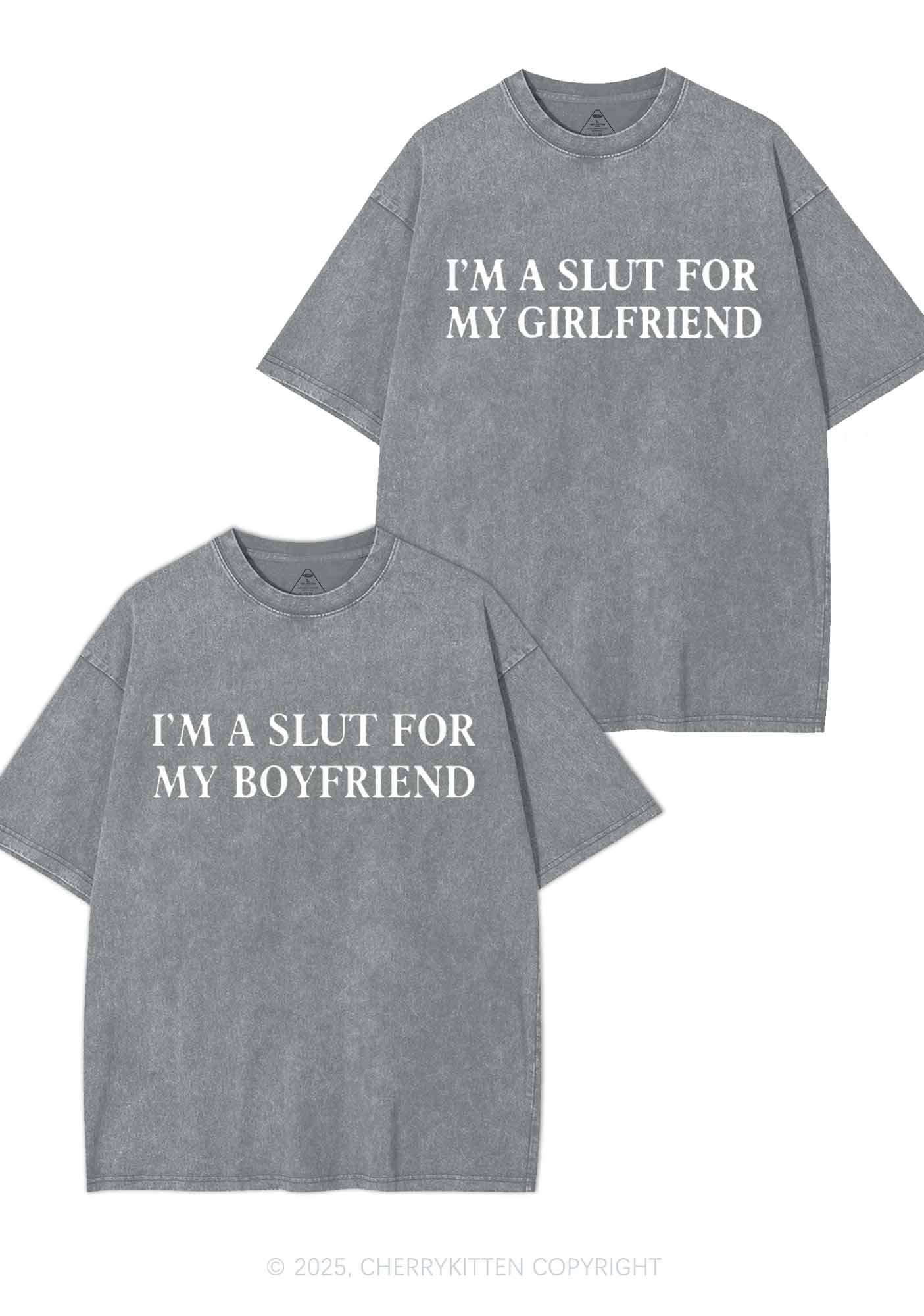 Slxt For My GF BF Y2K Valentine's Day Washed Tee Cherrykitten - Image 6