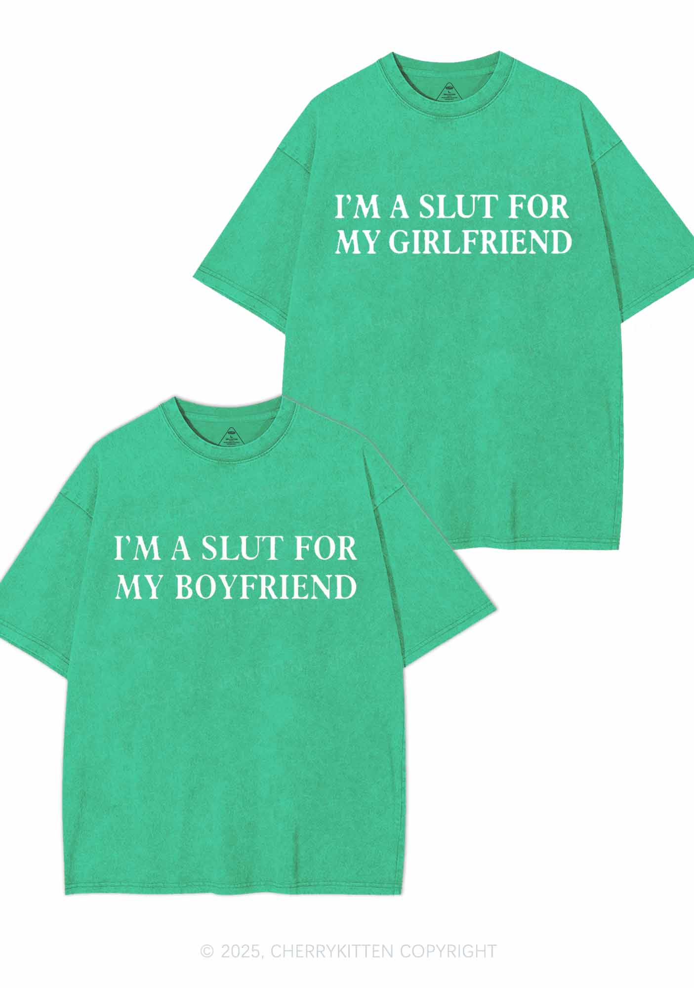 Slxt For My GF BF Y2K Valentine's Day Washed Tee Cherrykitten - Image 7