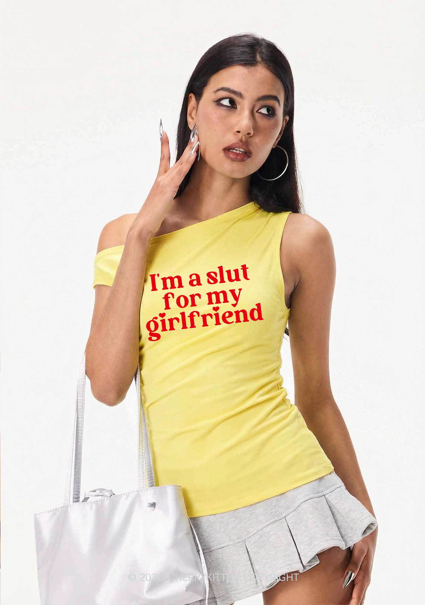 Slxt For My GF Valentine's Day Y2K Off Shoulder Tank Top Cherrykitten - Image 2