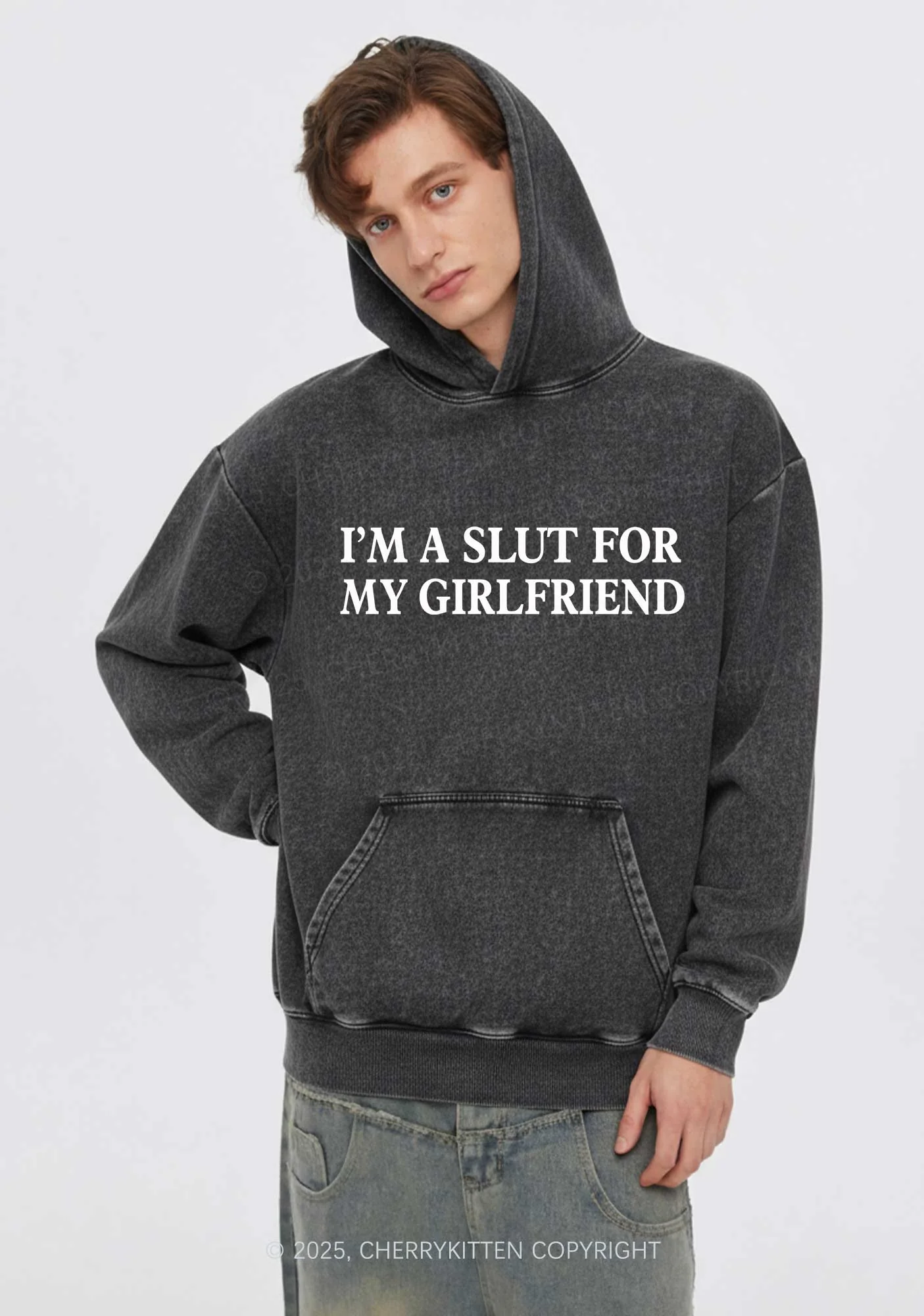 Slxt For My Girlfriend Y2K Washed Hoodie Cherrykitten - Image 2