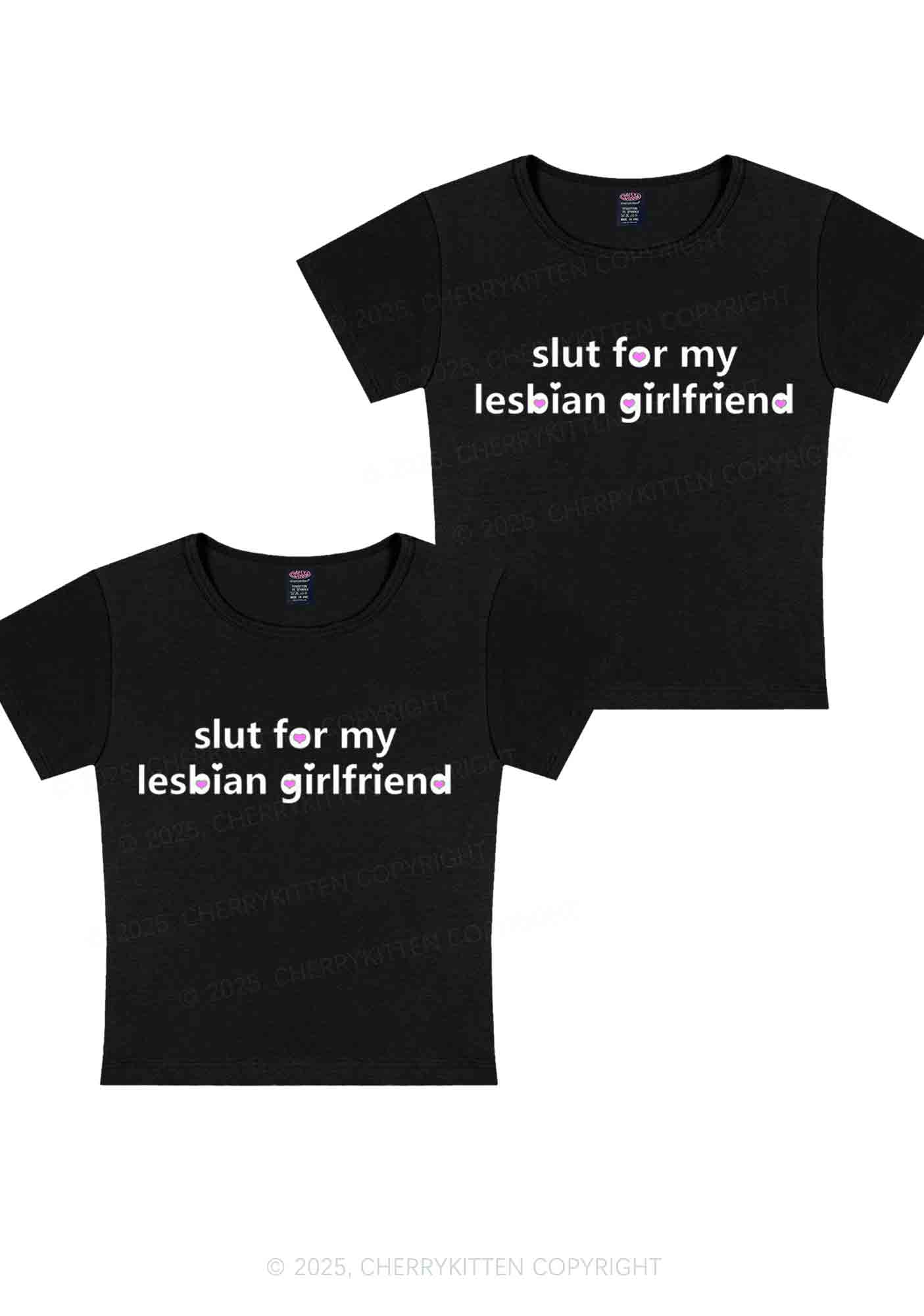 Slxt For My Lesbian GF Y2K Valentine's Day Baby Tee Cherrykitten - Image 3