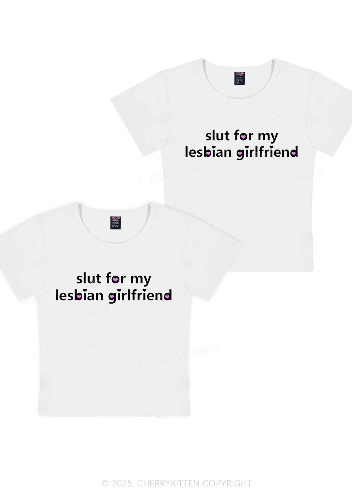 Slxt For My Lesbian GF Y2K Valentine's Day Baby Tee Cherrykitten - Image 4
