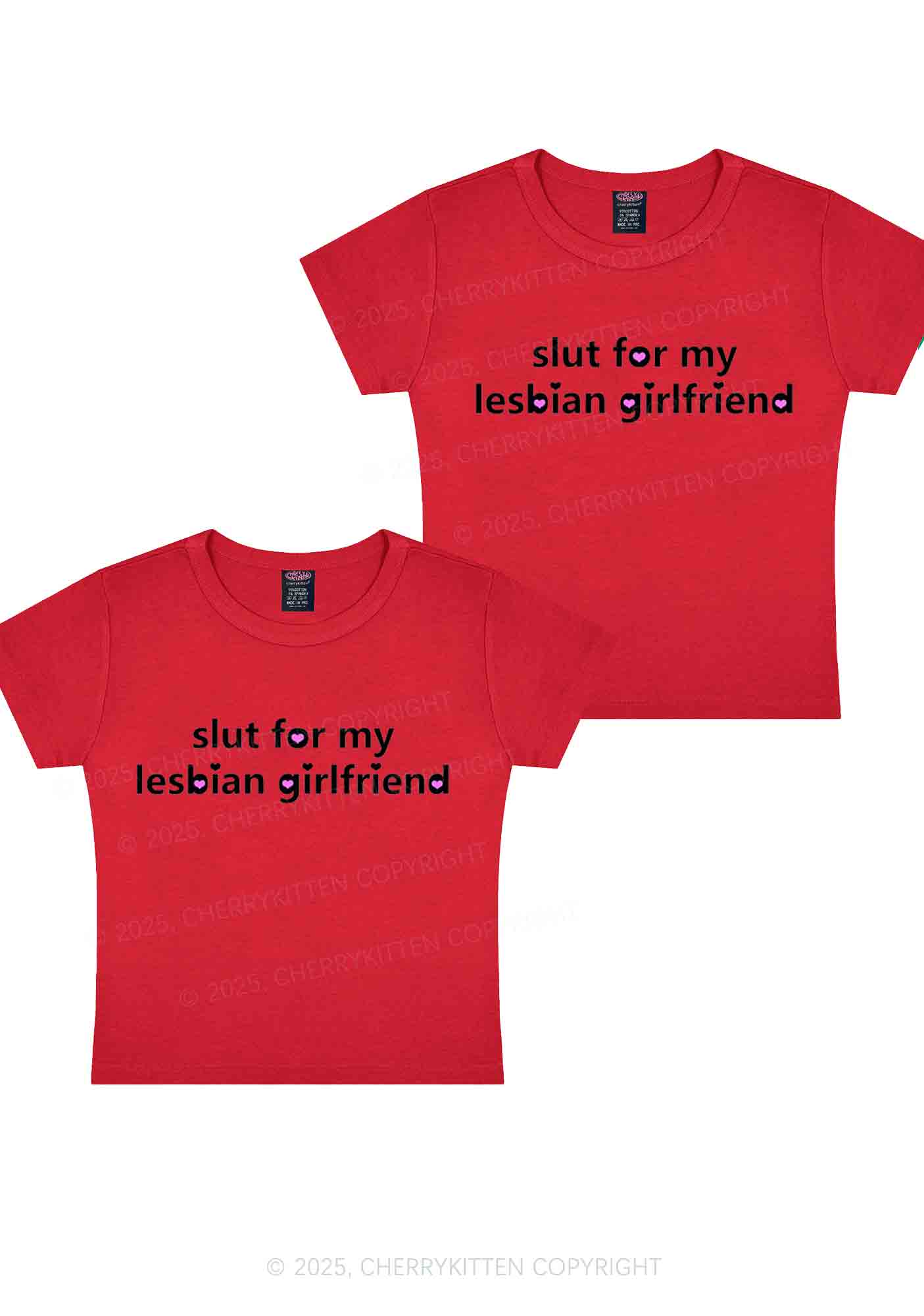 Slxt For My Lesbian GF Y2K Valentine's Day Baby Tee Cherrykitten - Image 6