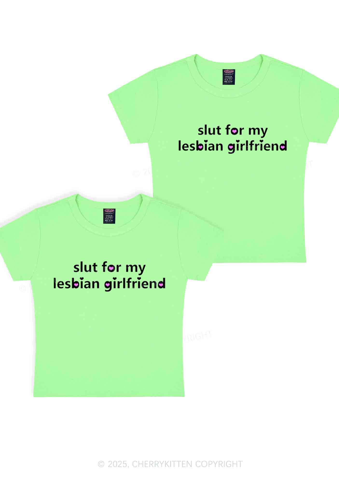 Slxt For My Lesbian GF Y2K Valentine's Day Baby Tee Cherrykitten - Image 9