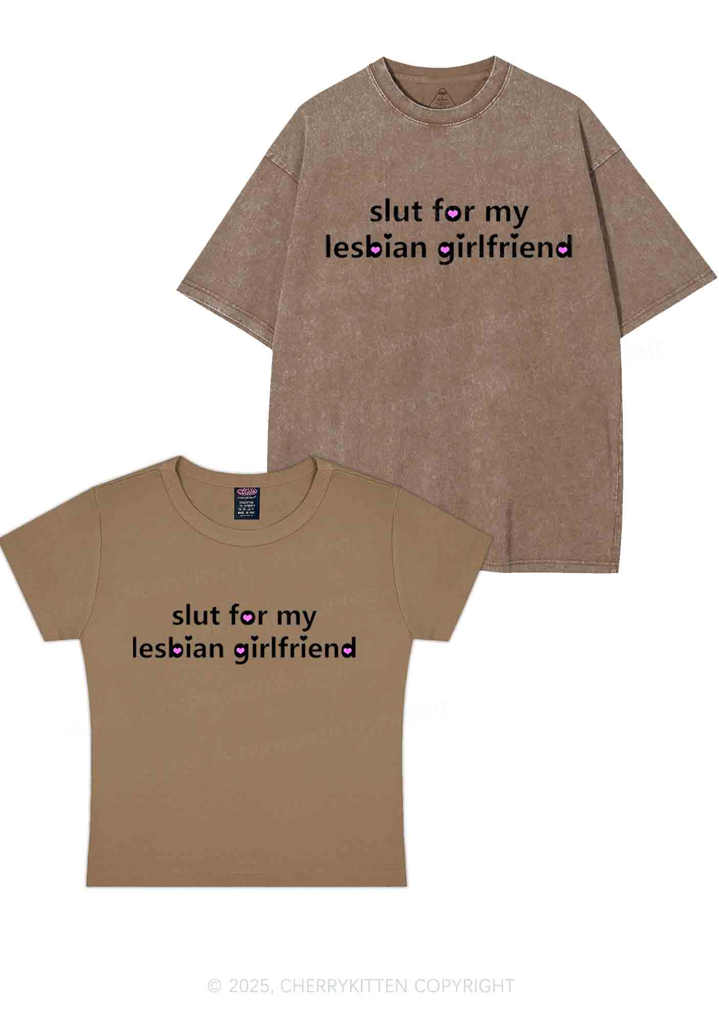 Slxt For My Lesbian GF Y2K Valentine's Day Couple Shirt Cherrykitten - Image 11