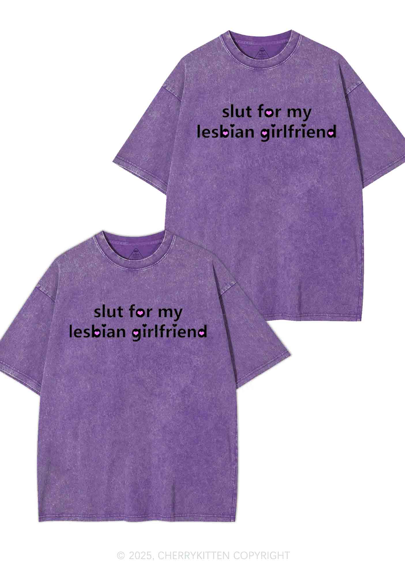 Slxt For My Lesbian GF Y2K Valentine's Day Washed Tee Cherrykitten - Image 5