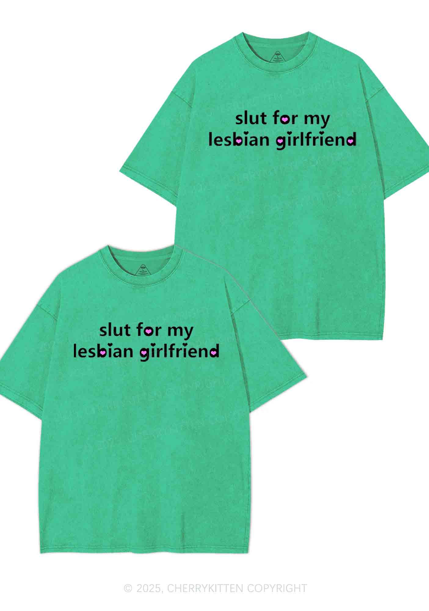 Slxt For My Lesbian GF Y2K Valentine's Day Washed Tee Cherrykitten - Image 6