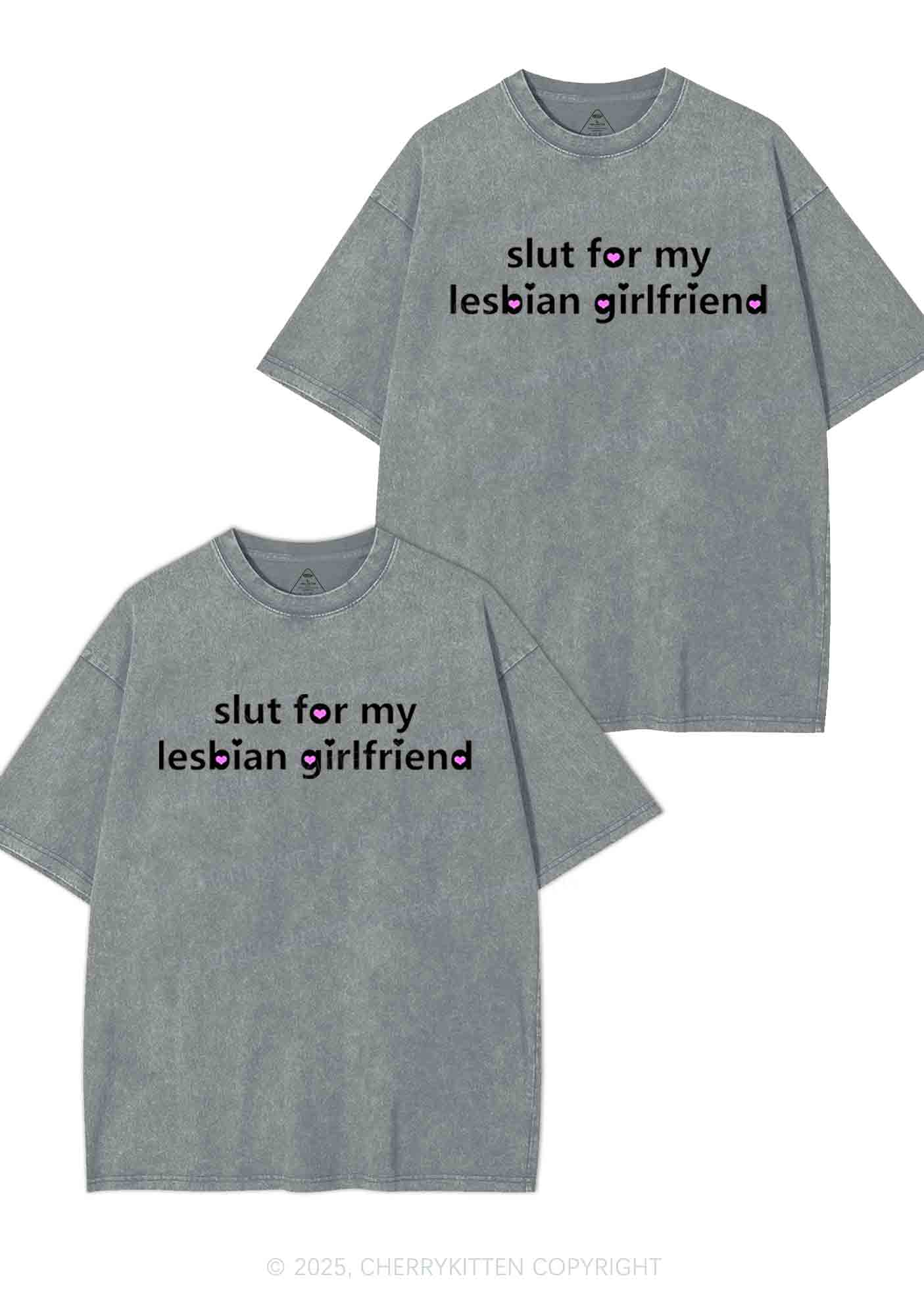 Slxt For My Lesbian GF Y2K Valentine's Day Washed Tee Cherrykitten - Image 8