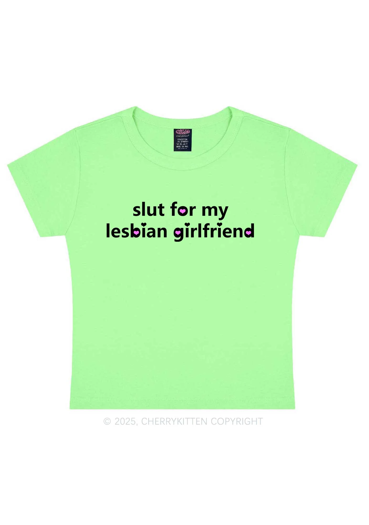 Slxt For My Lesbian Girlfriend Pride Y2K Baby Tee Cherrykitten - Image 13