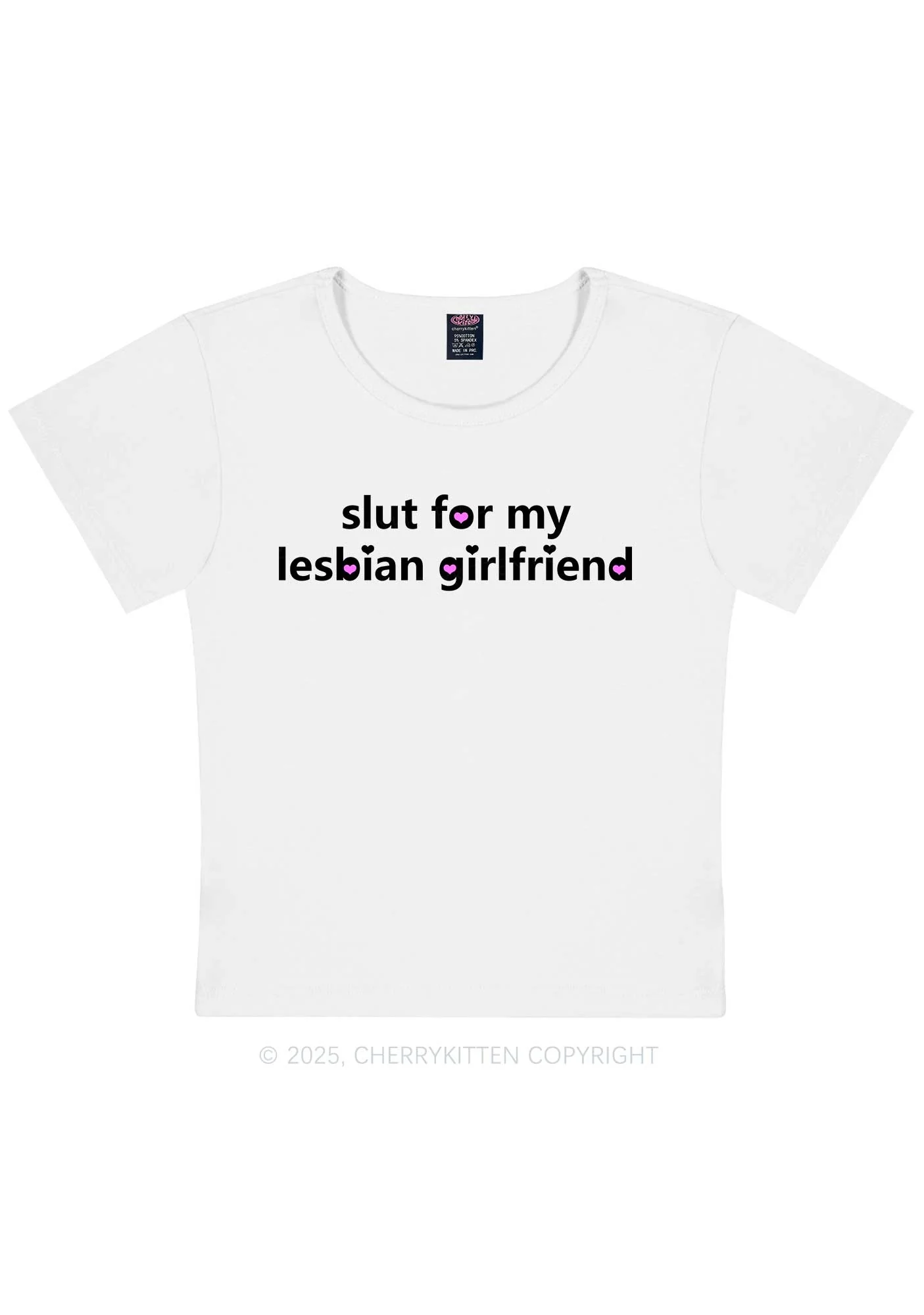 Slxt For My Lesbian Girlfriend Pride Y2K Baby Tee Cherrykitten - Image 5