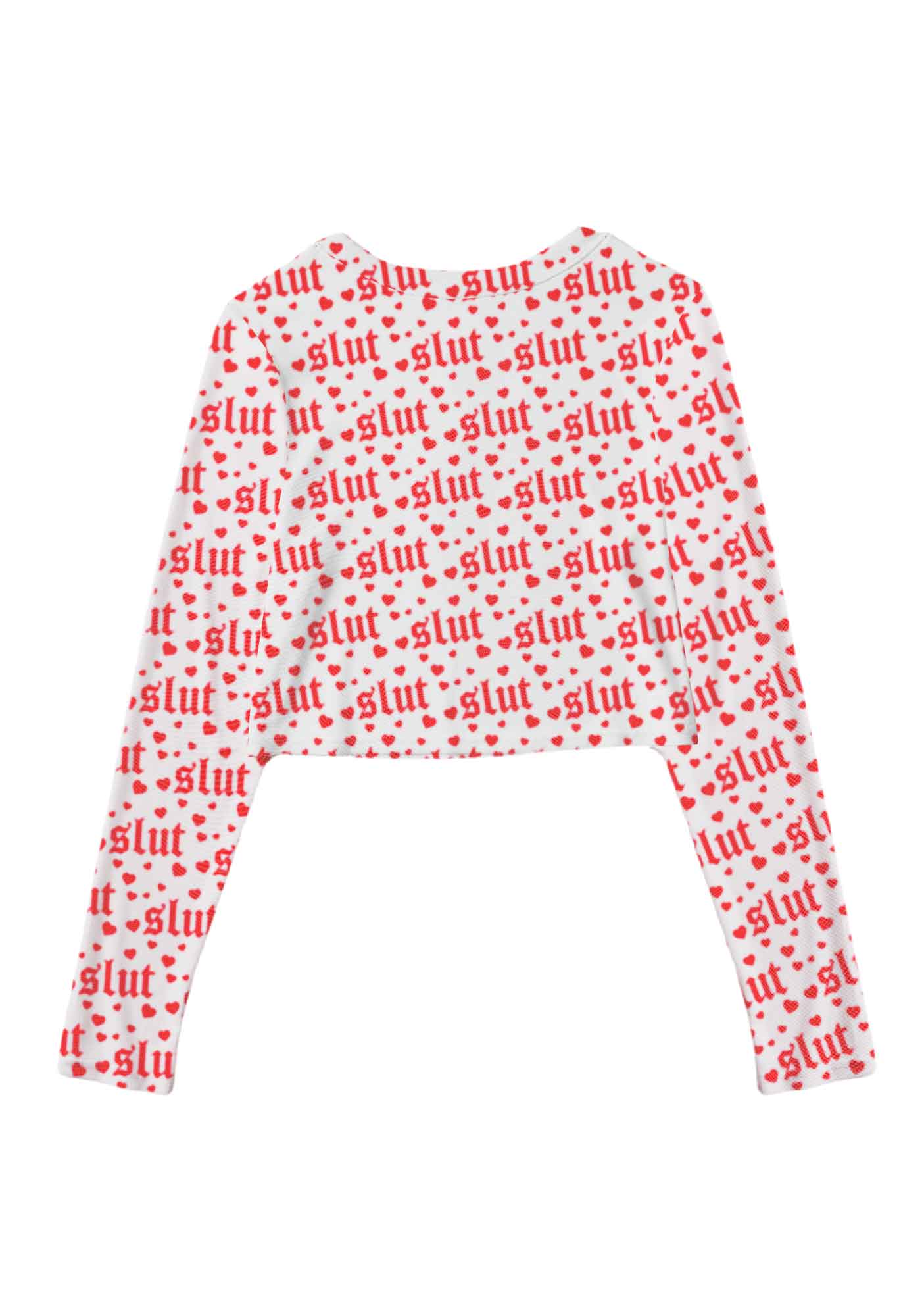 Slxt Red Heart Y2K Mesh Long Sleeve Crop Top Cherrykitten - Image 2