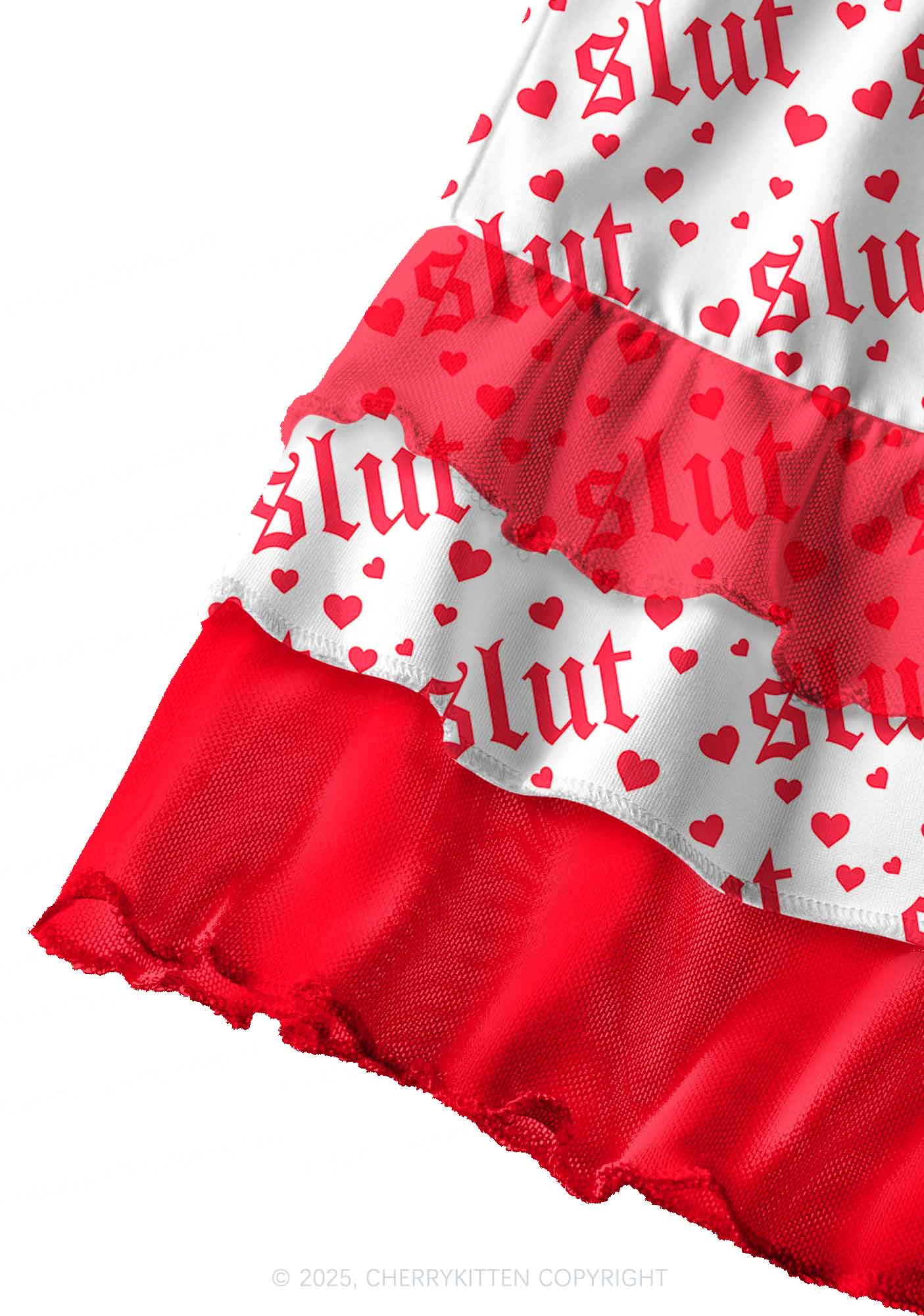 Slxt Red Heart Y2K Print Mini Layered Skirt Cherrykitten - Image 3
