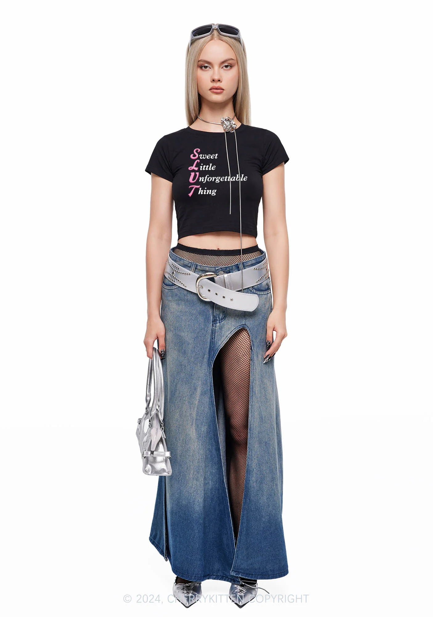 Slxt Things Y2K Baby Tee Cherrykitten - Image 2