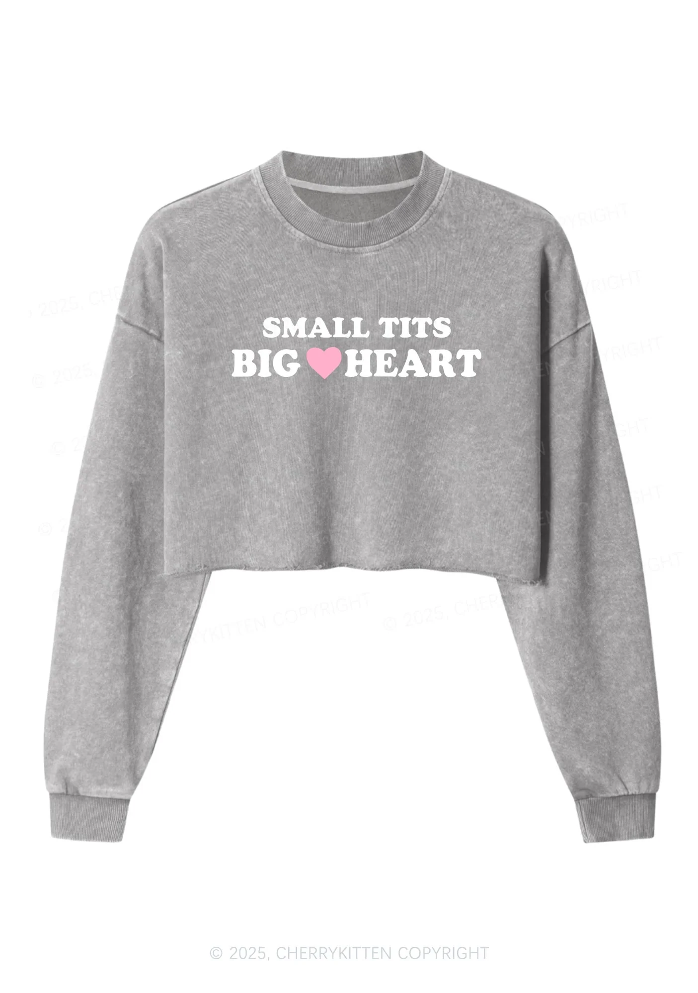 Small But Big Heart Y2K Crop Washed Sweatshirts Cherrykitten - Image 4
