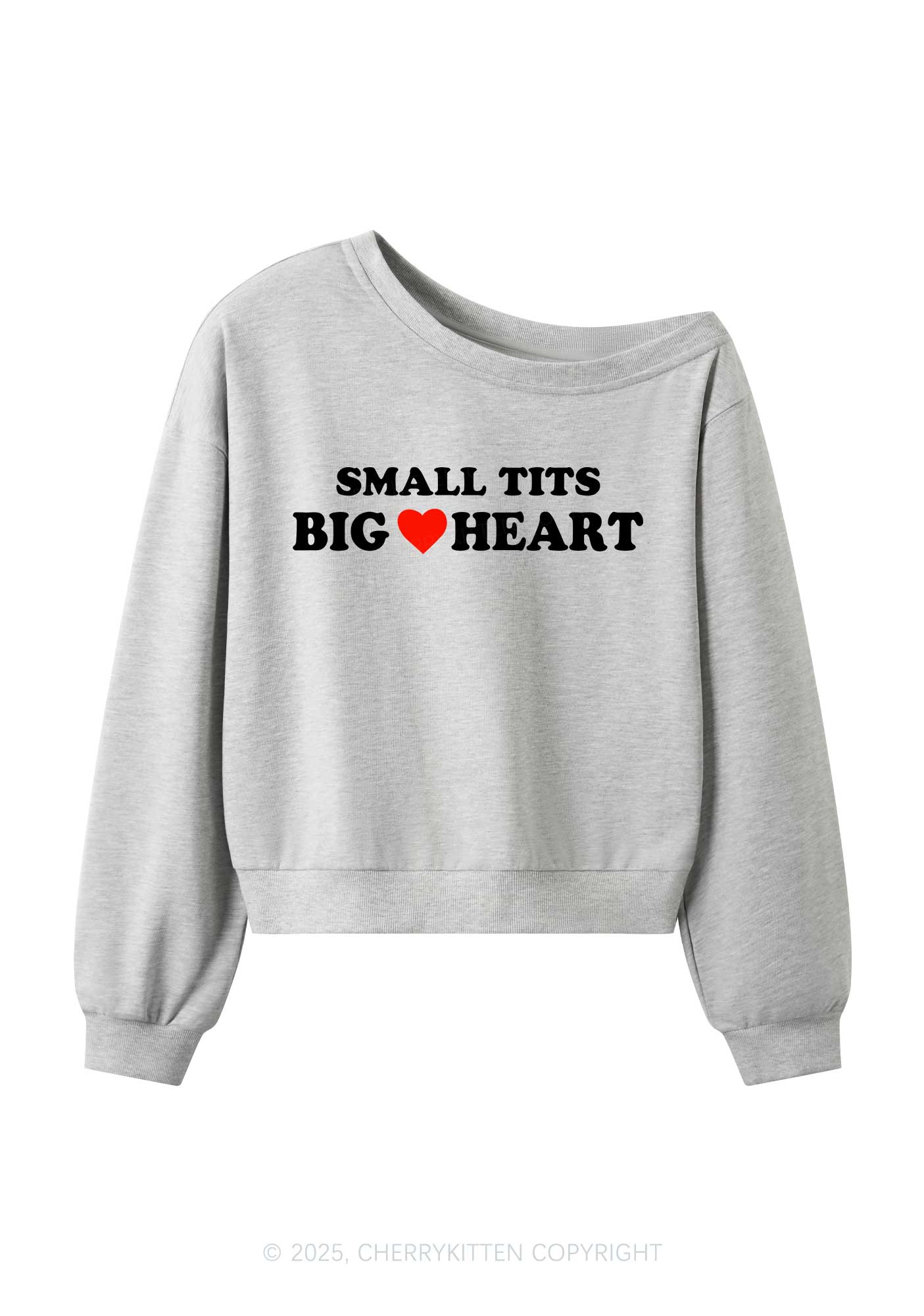 Small But Big Heart Y2K Off Shoulder Sweatshirts Cherrykitten - Image 3