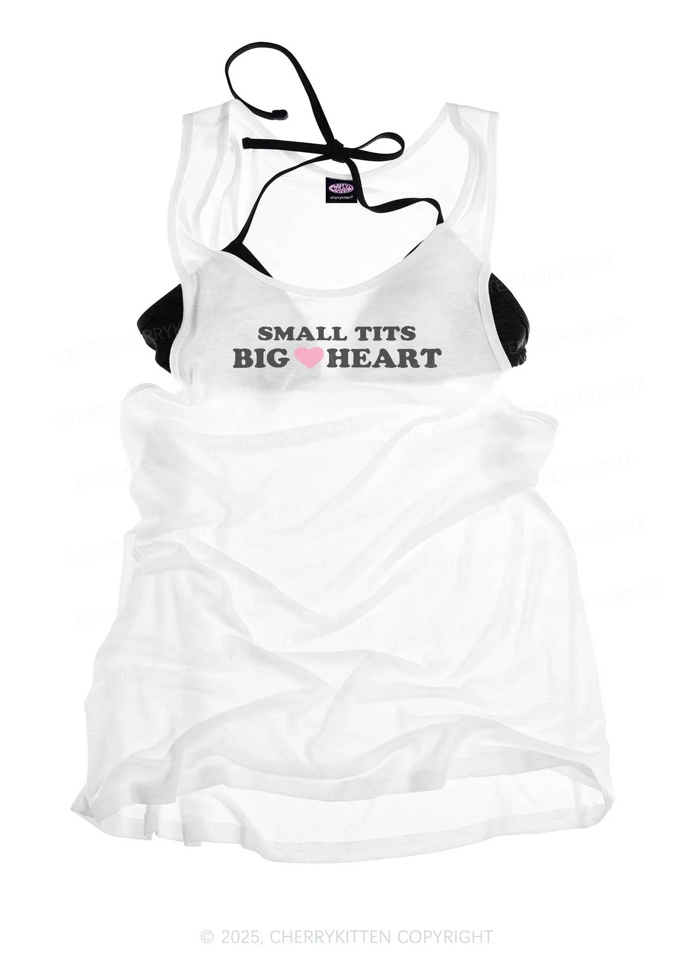 Small But Big Heart Y2K Sheer Boyfriend Tank Cherrykitten - Image 3
