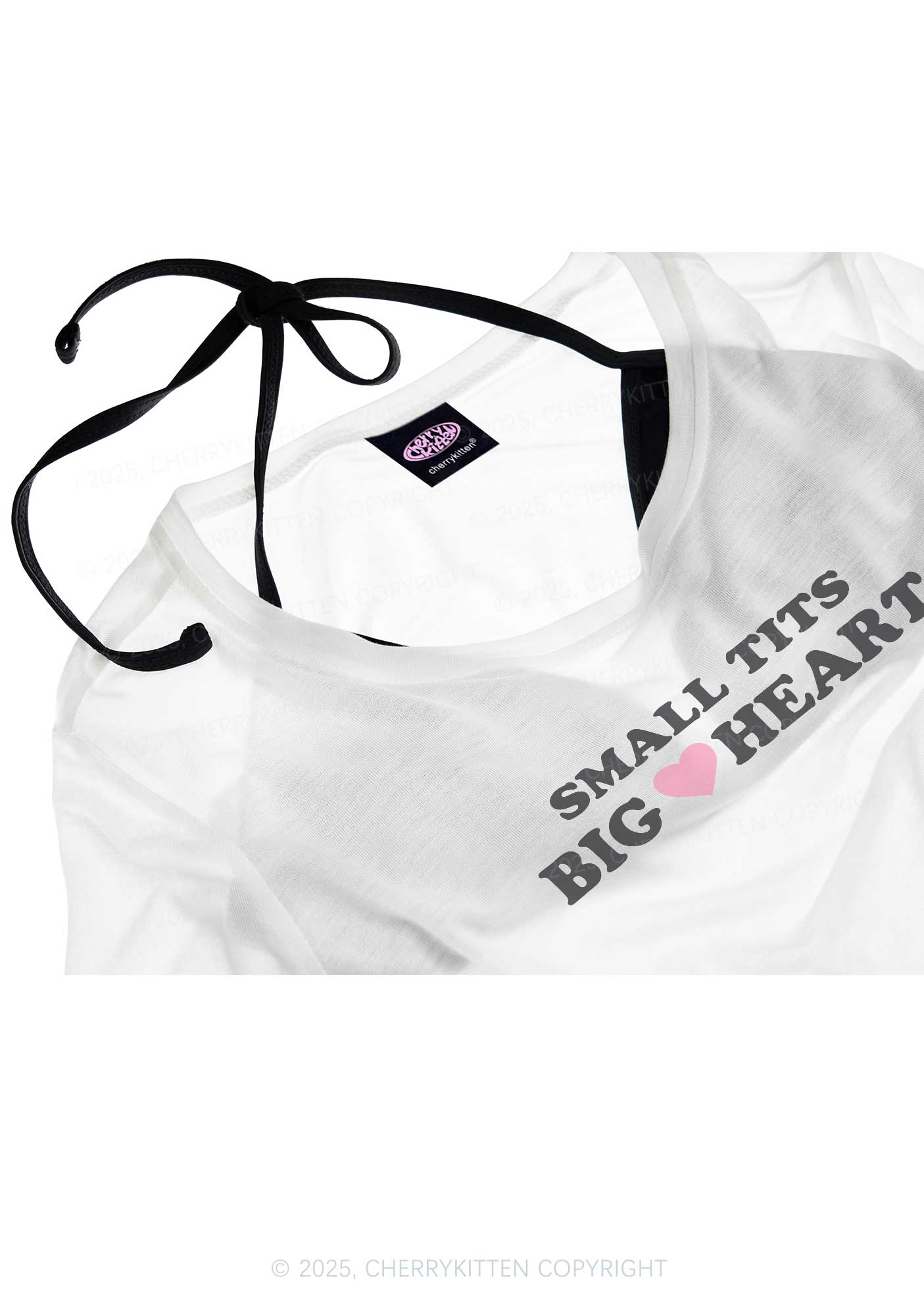 Small But Big Heart Y2K Sheer Crop Tee Cherrykitten - Image 4