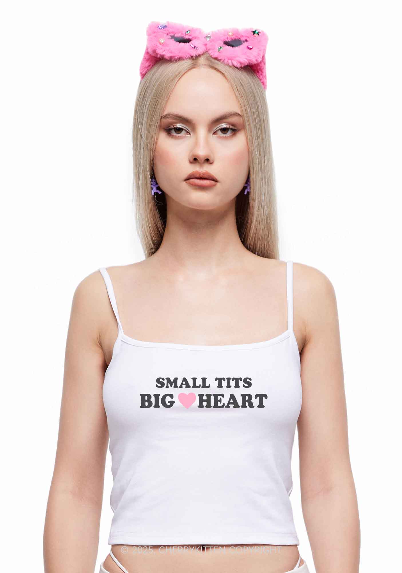 Small But Big Heart  Y2K Spaghetti Strap Cami Cherrykitten - Image 2