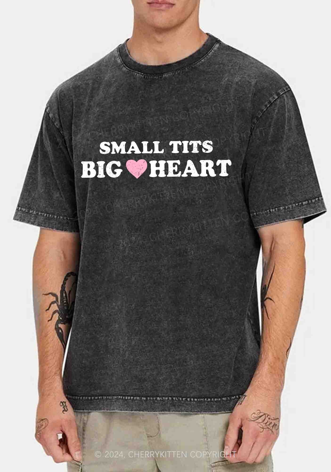 Small But Big Heart Y2K Washed Tee Cherrykitten - Image 2