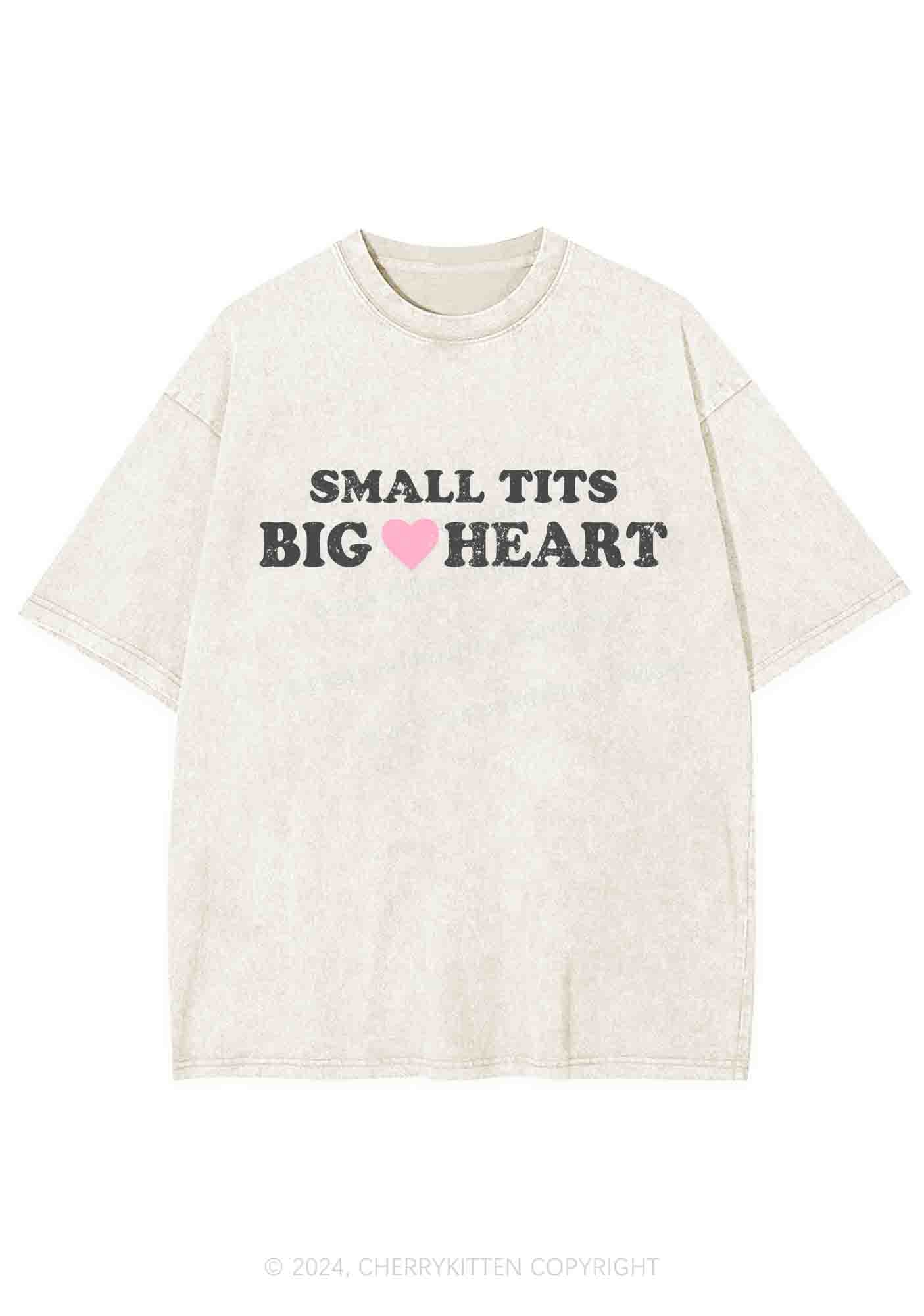 Small But Big Heart Y2K Washed Tee Cherrykitten - Image 5