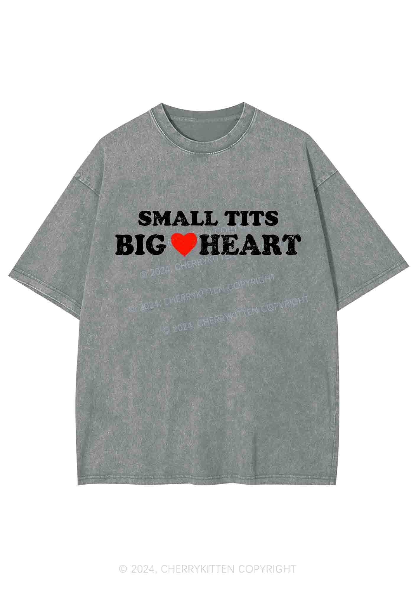 Small But Big Heart Y2K Washed Tee Cherrykitten - Image 6