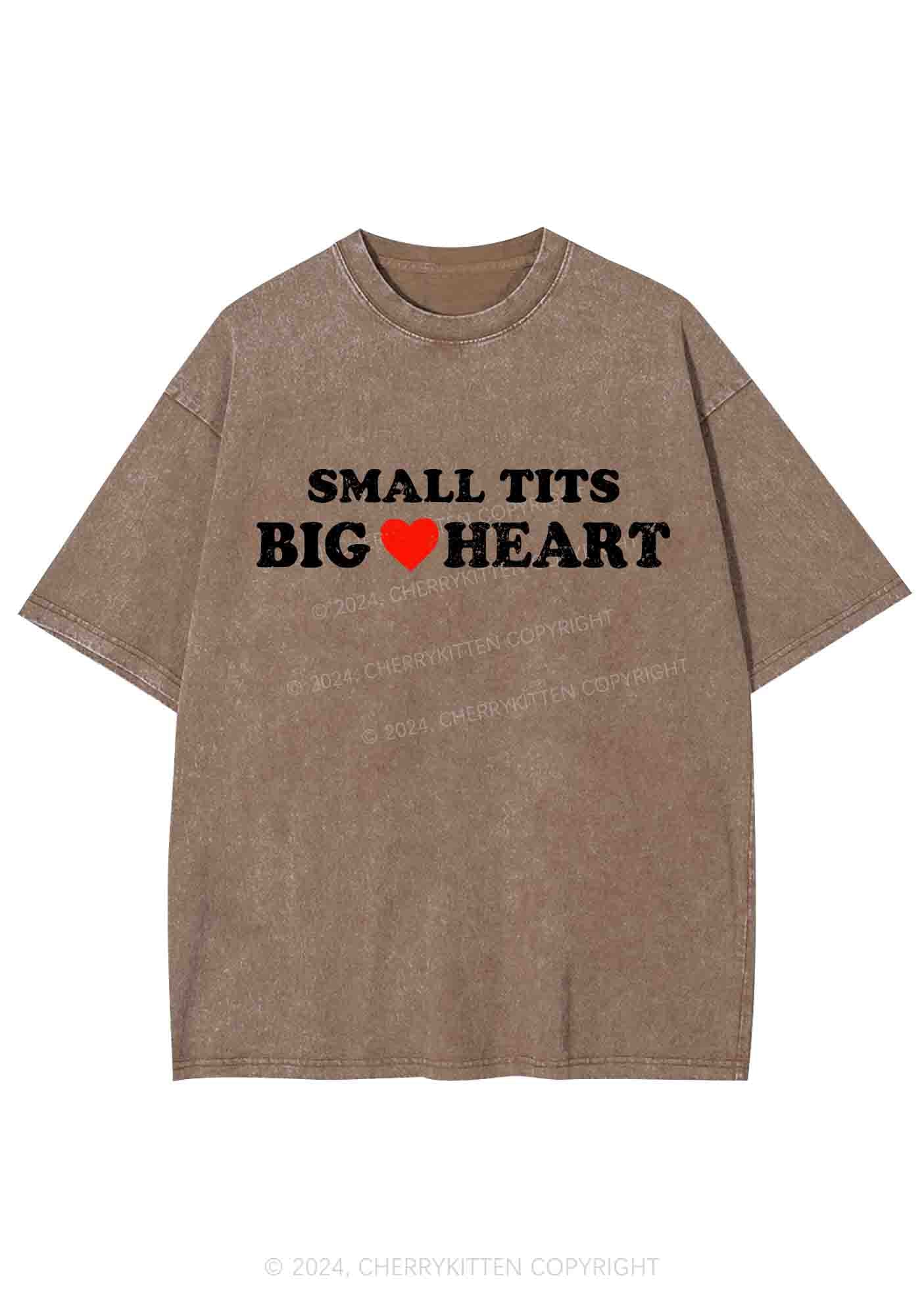 Small But Big Heart Y2K Washed Tee Cherrykitten - Image 8