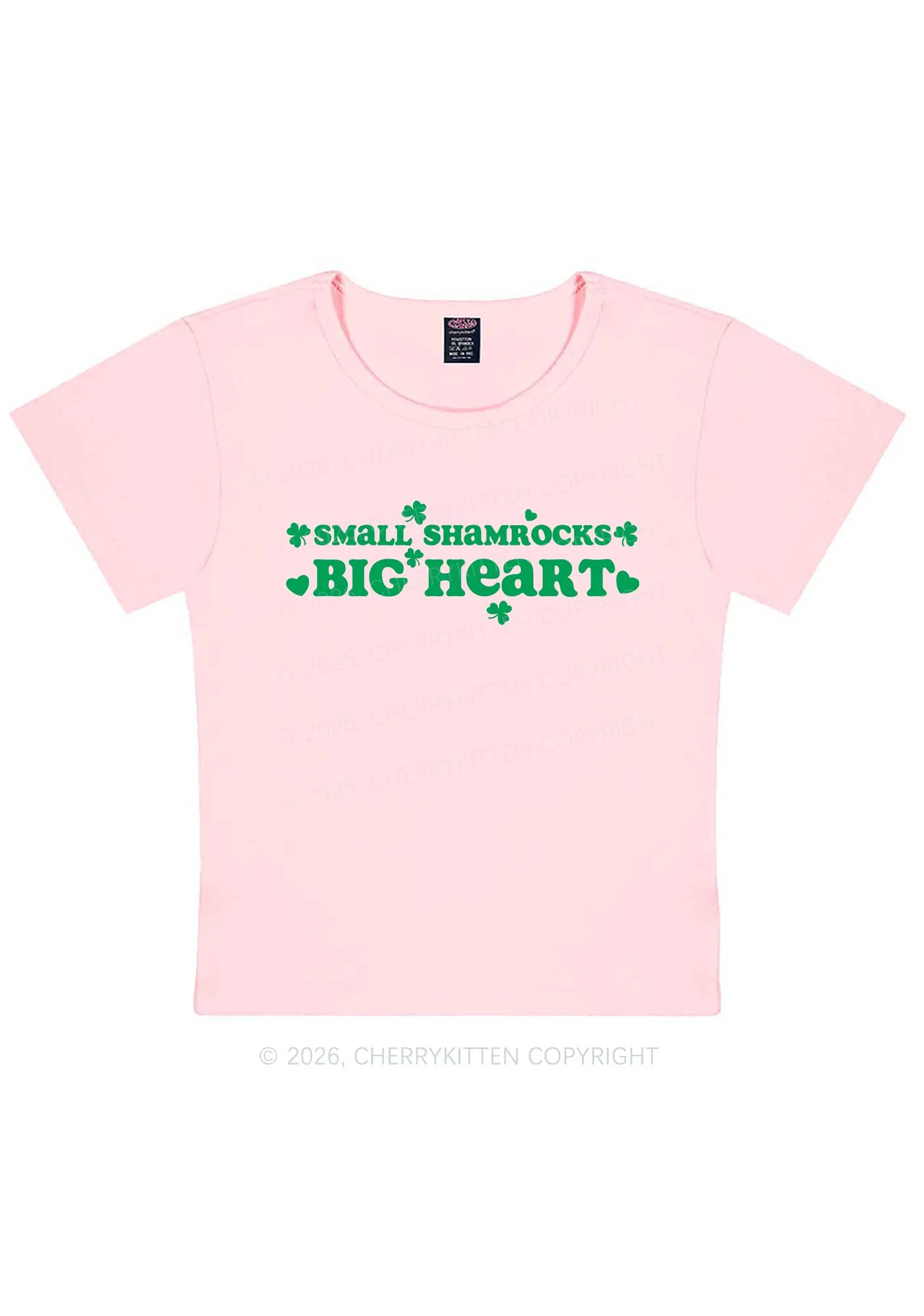 Small Shamrocks Big Heart St Patricks Y2K Baby Tee Cherrykitten - Image 12