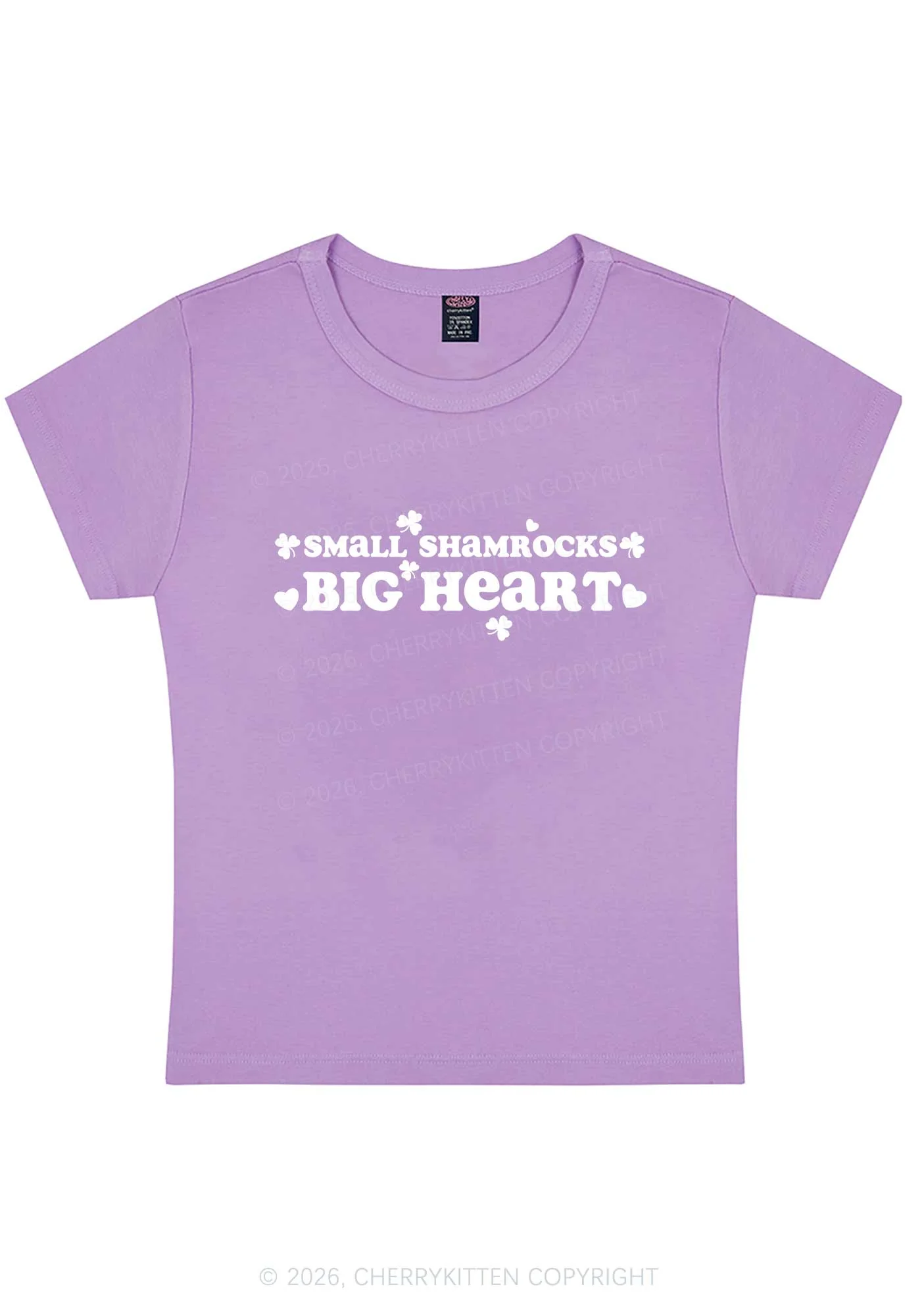 Small Shamrocks Big Heart St Patricks Y2K Baby Tee Cherrykitten - Image 9