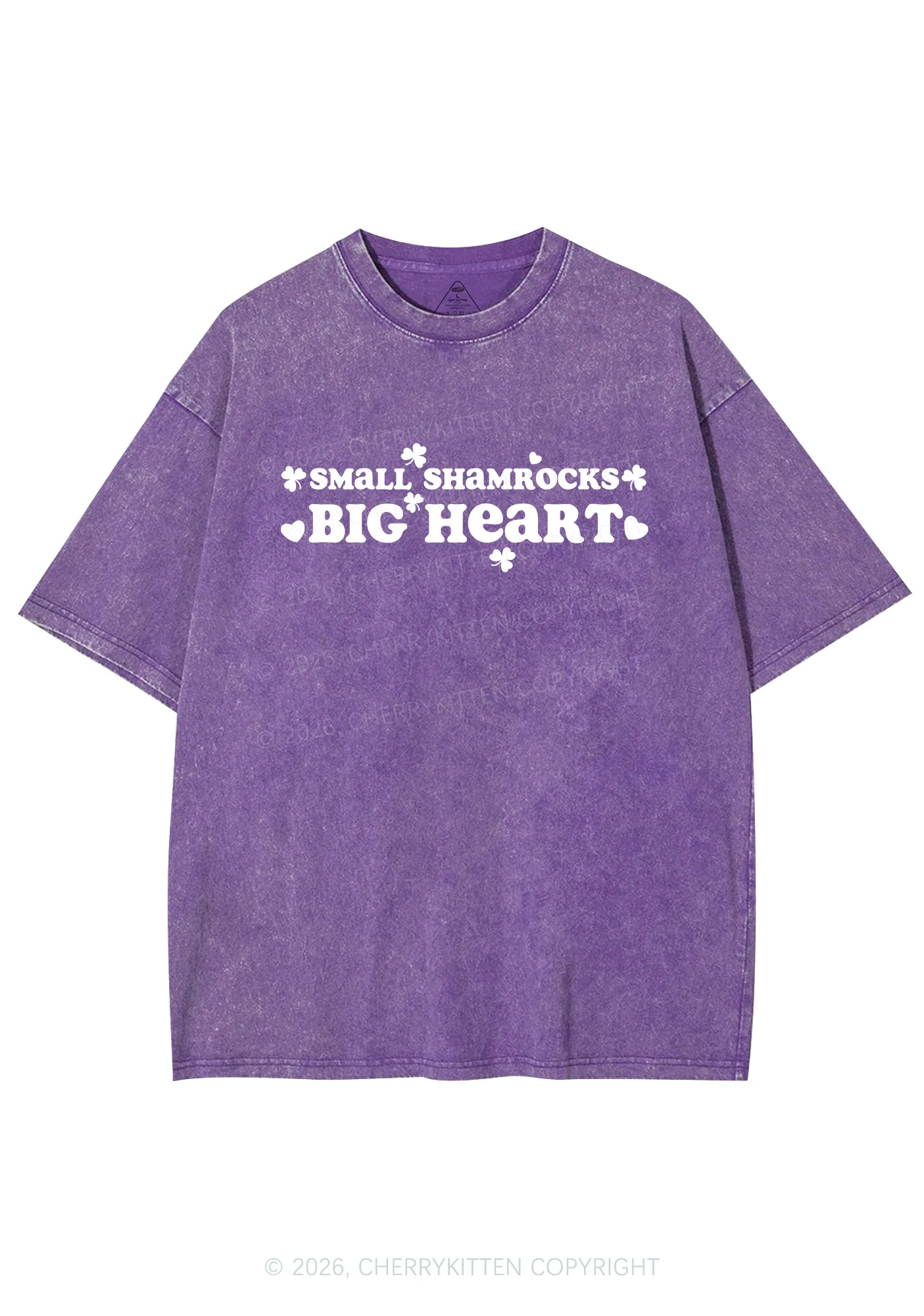 Small Shamrocks Big Heart St Patricks Y2K Shirts Washed Tee Cherrykitten - Image 6