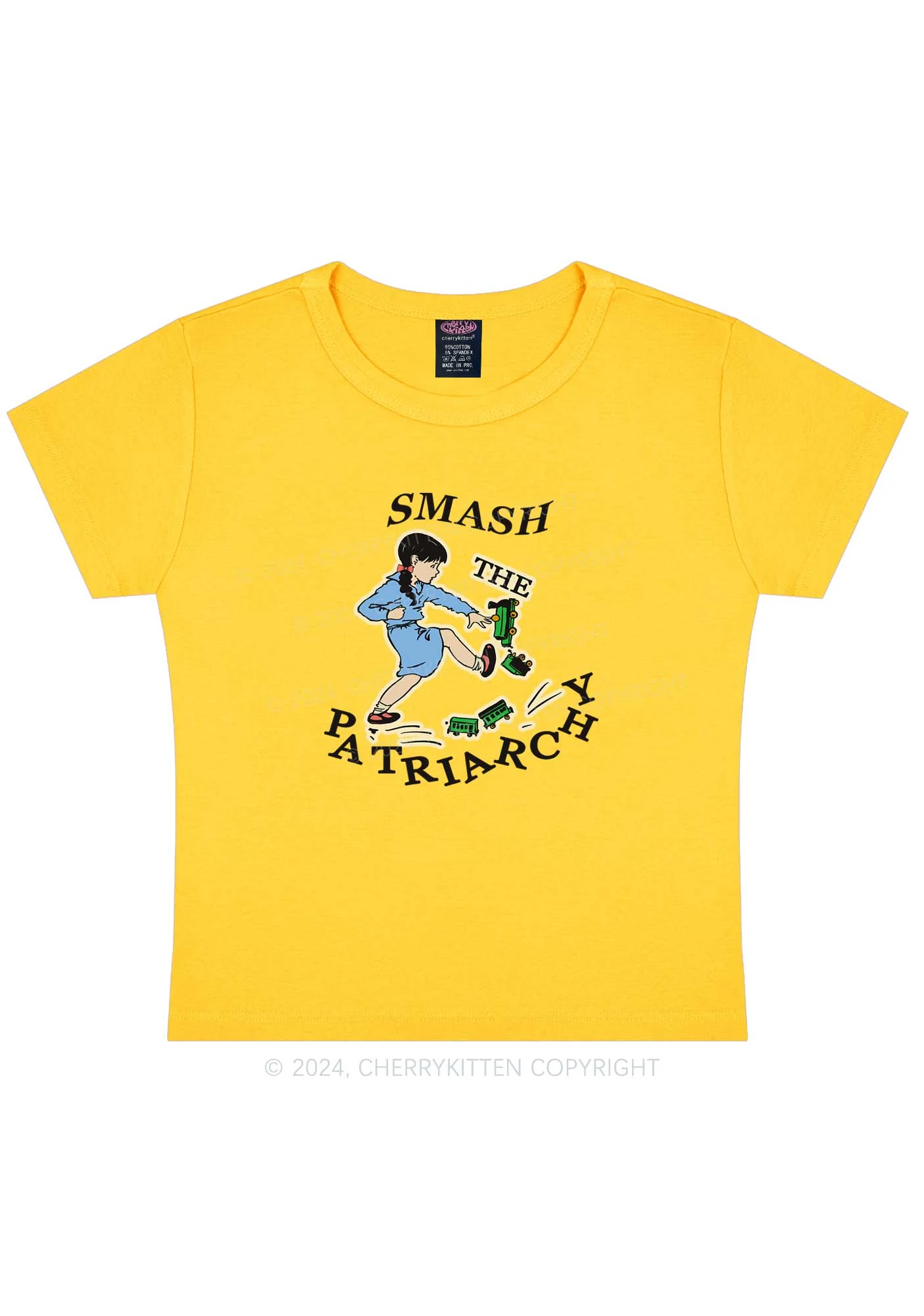Smash The Patriarchy Y2K Baby Tee Cherrykitten - Image 12