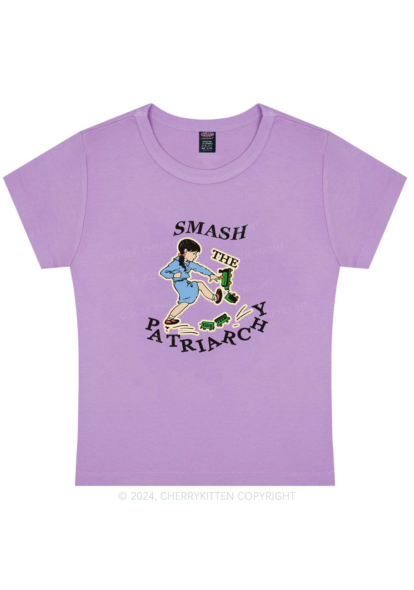 Smash The Patriarchy Y2K Baby Tee Cherrykitten - Image 6