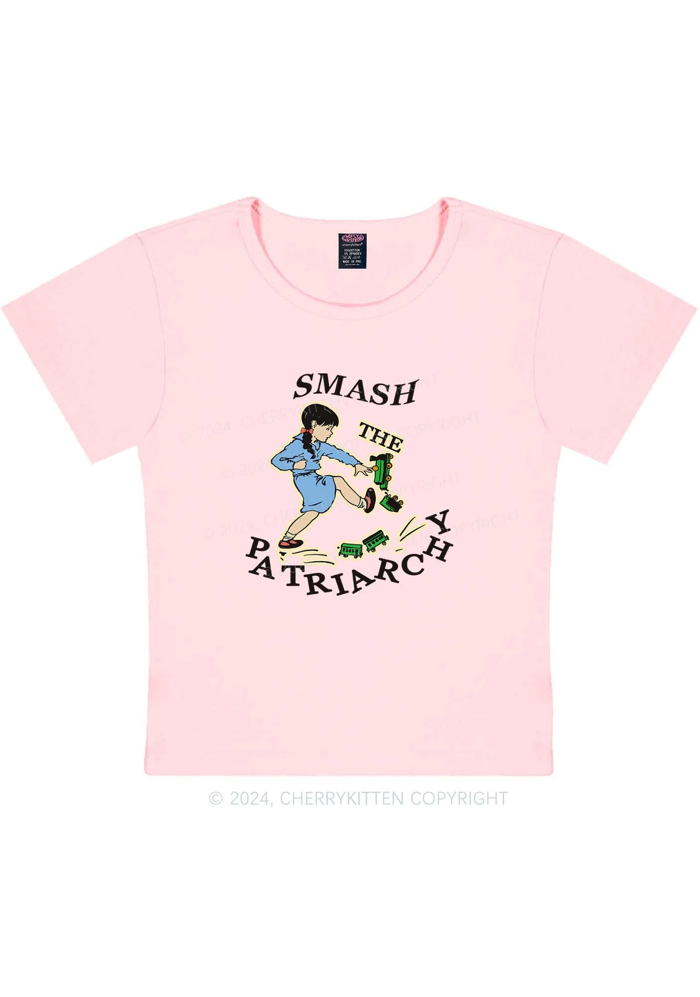 Smash The Patriarchy Y2K Baby Tee Cherrykitten - Image 8