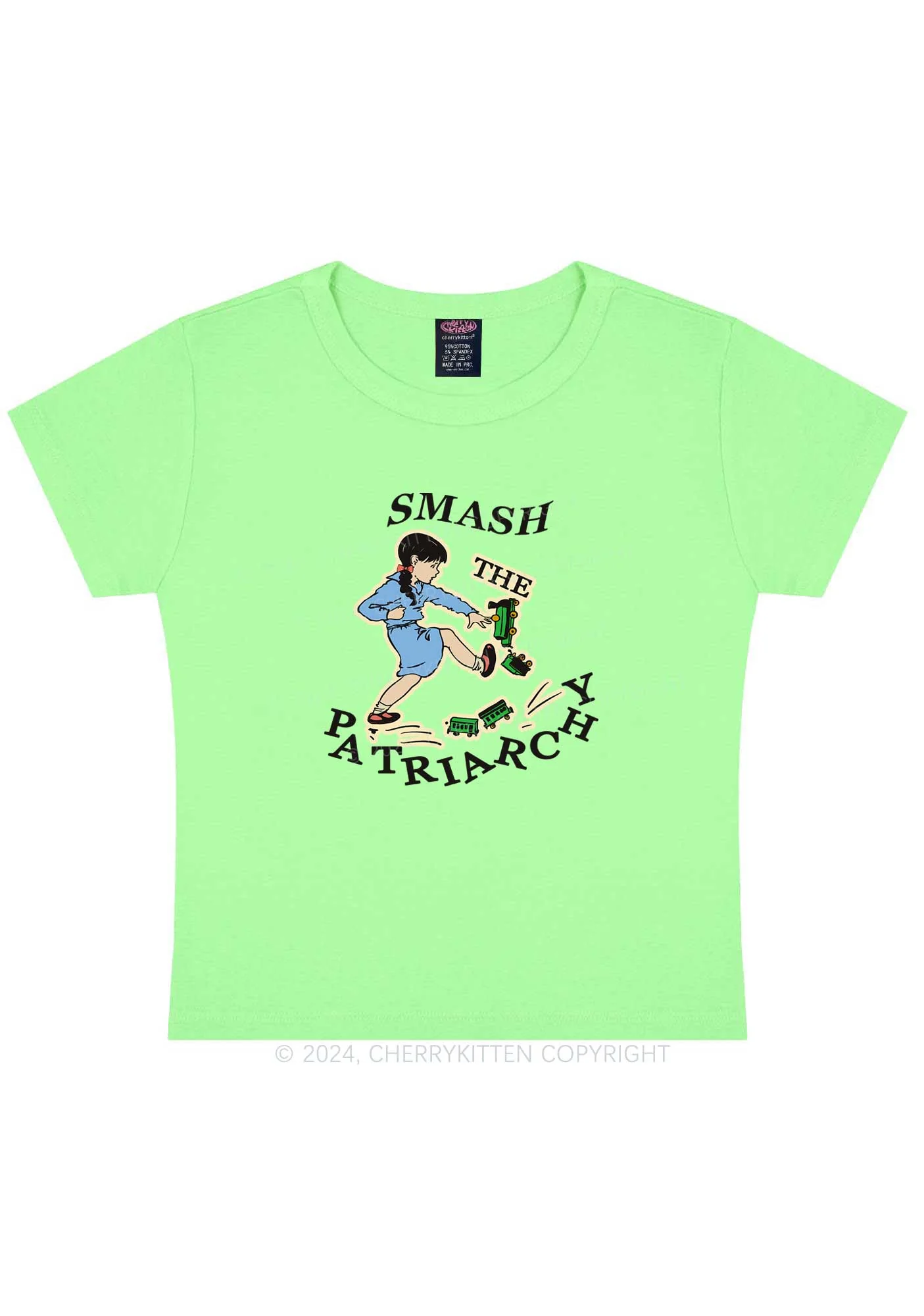 Smash The Patriarchy Y2K Baby Tee Cherrykitten - Image 9